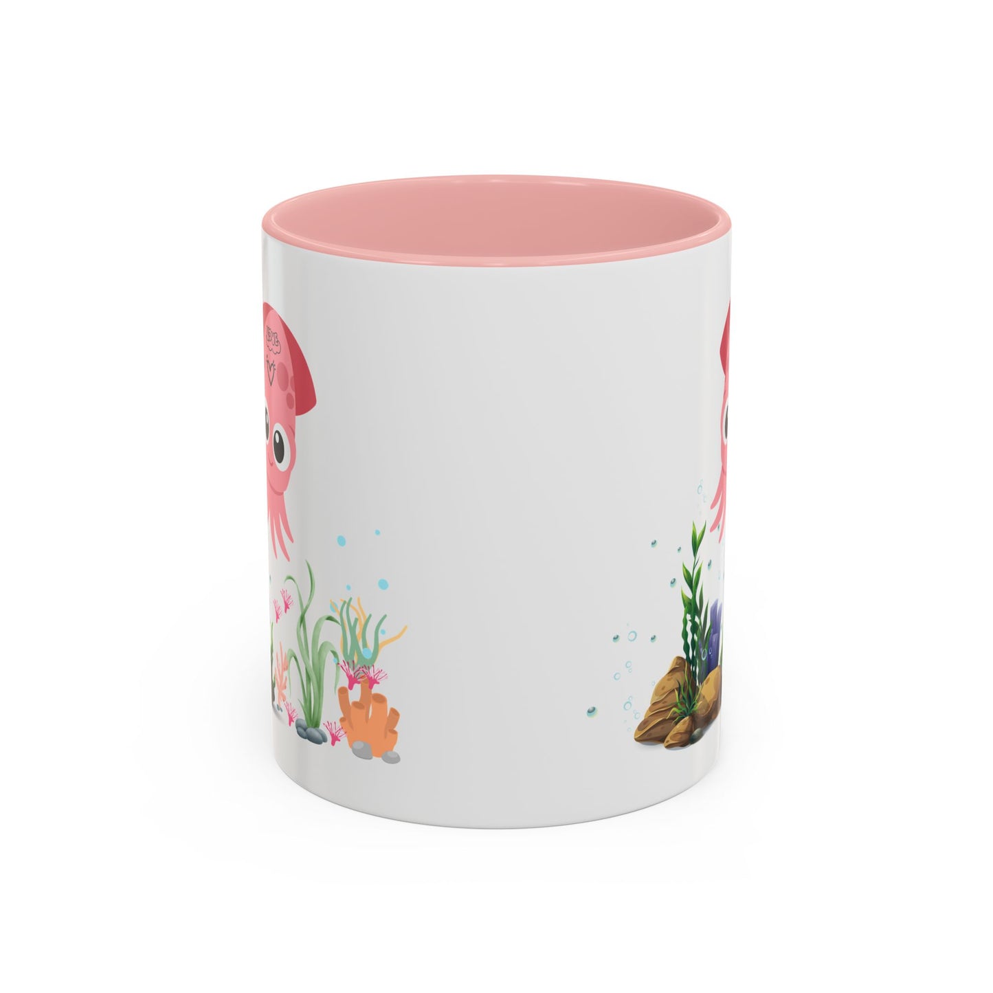 Pink squid cartoon with love Coffee Mug