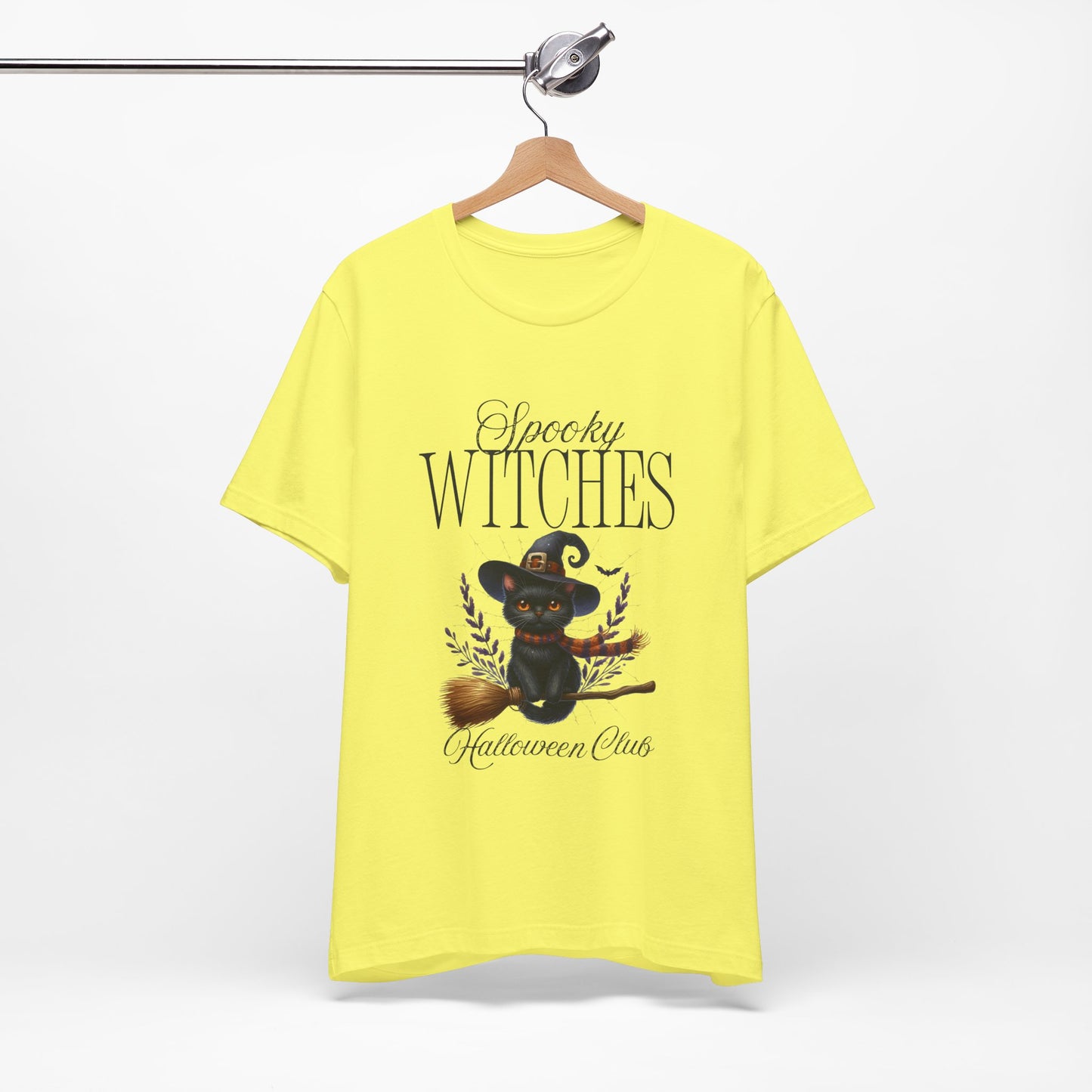 Spooky Witches Halloween Tee, Unisex Short Sleeve Shirt, Witch T-Shirt, Halloween Costume Top, Cat Lovers Gift, Fall Fashion