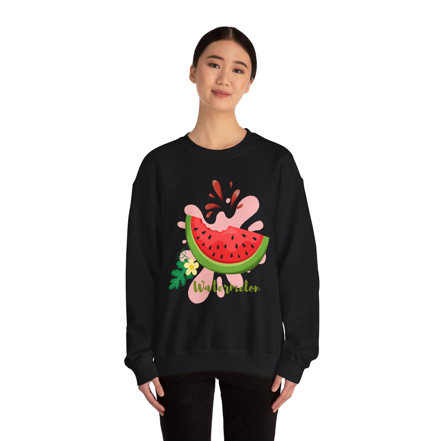 Watermelon Splash Unisex Crewneck Sweatshirt, Summer Vibes Sweatshirt, Cute Fruit Apparel, Gift for Friends, Cute Trendy Sweatshirt