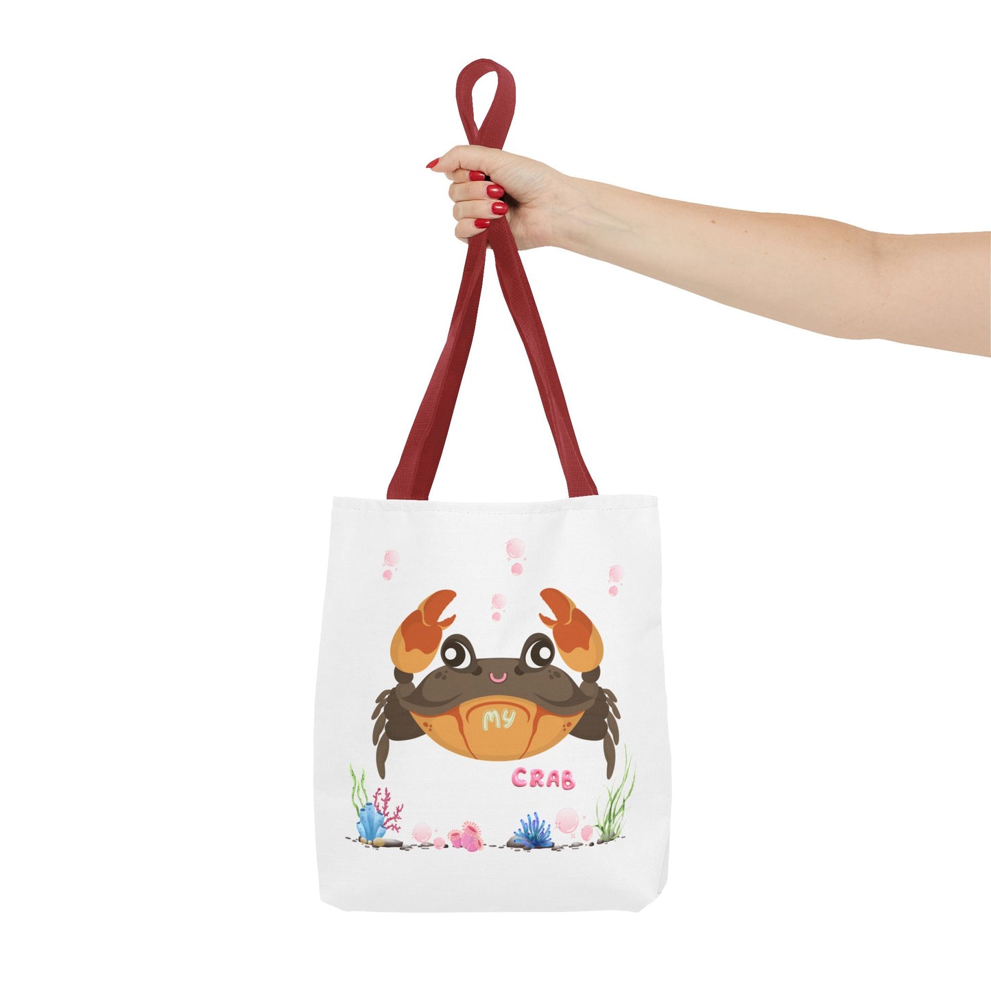 Crab with subtle bubbles and underwater flora Tote Bag