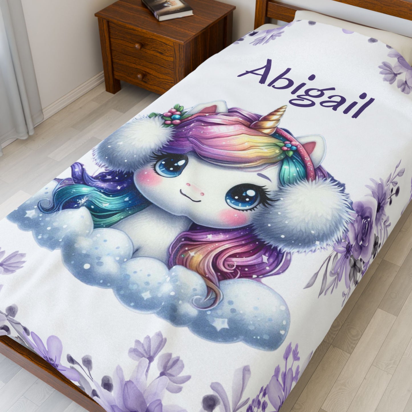 Personalized Unicorn Plush Blanket, Cozy Comfort for Kids, Custom Name Gift, Soft Throw Blanket, Perfect for Birthdays & Baby Showers