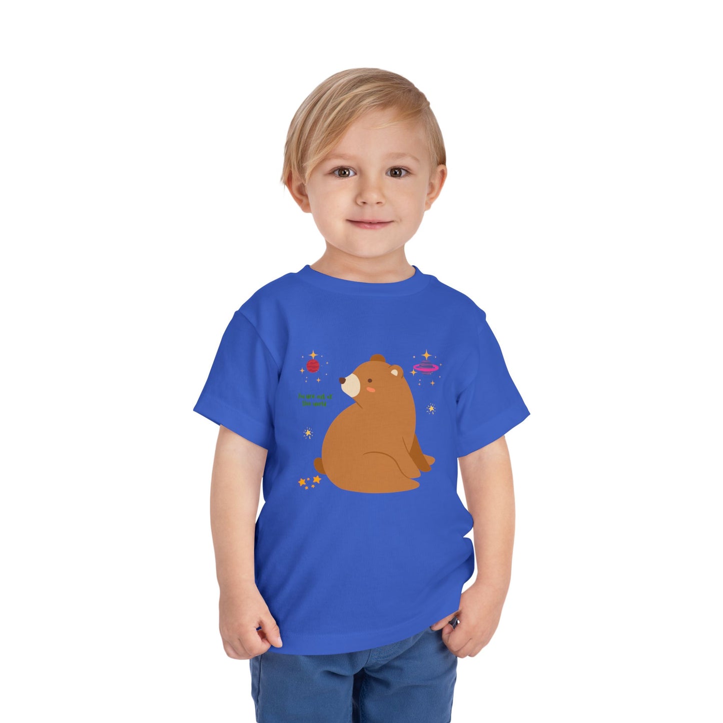 Cosmic Bear Toddler Tee, Cute Kids Shirt, Animal Graphic Tee, Playful Toddler Clothing, Gift for Birthdays, Space-Themed Apparel