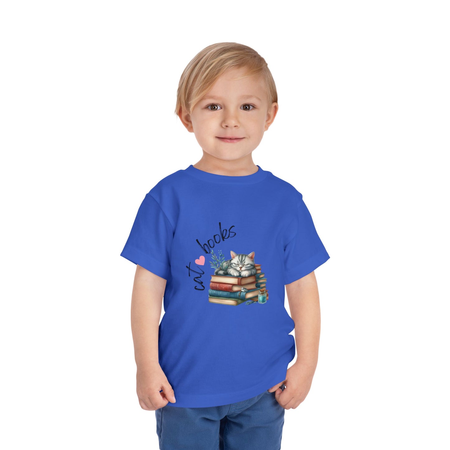 Cute Cat Books Toddler Tee, Kids Cat Lover Shirt, Bookworm Toddler T-Shirt, Gift for Cat Lovers, Fun Children's Apparel