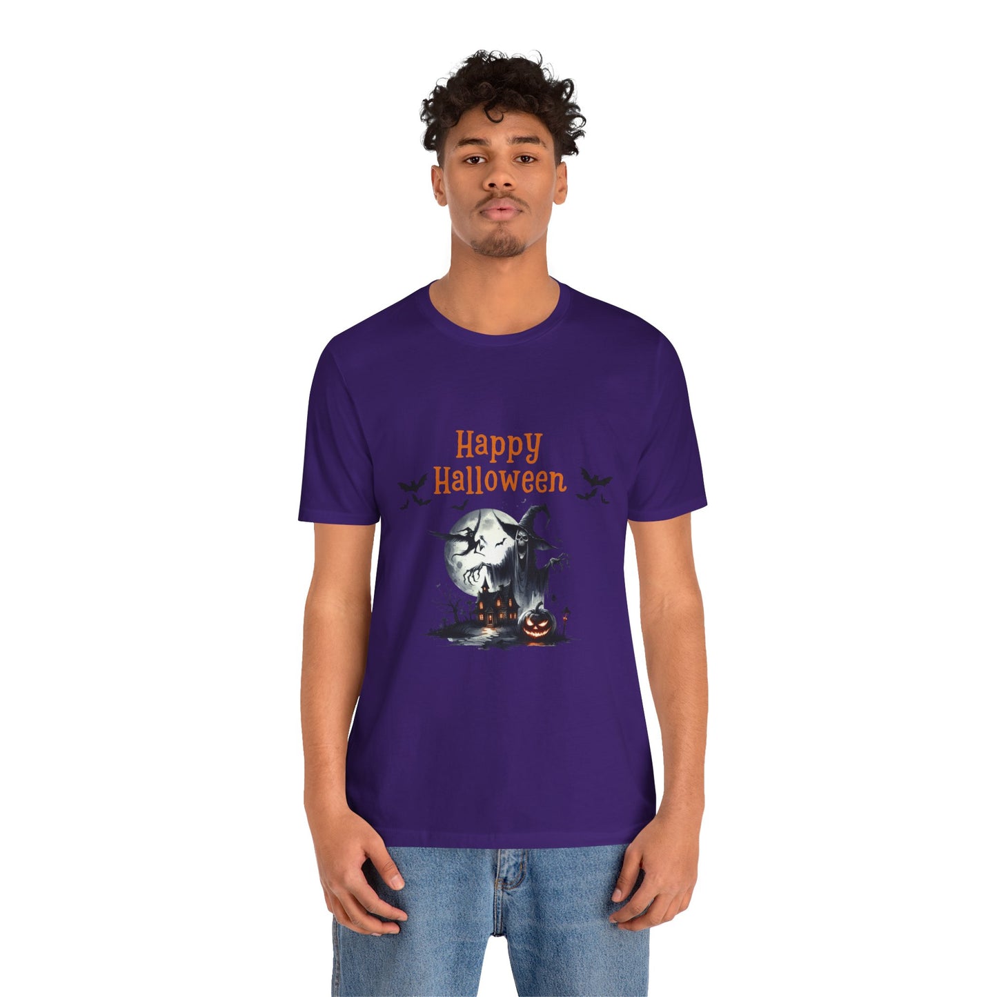 Happy Halloween Unisex Tee, Spooky T-Shirt, Halloween Gift, Fall Wardrobe Essential, Ghosts and Ghouls Vibe