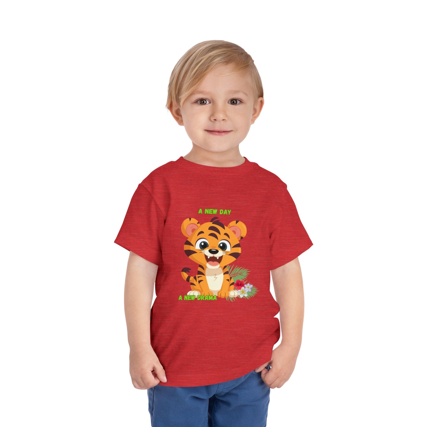 Adorable Toddler Tiger Tee, Cute Animal Tee for Kids, Birthday Gift, Playtime Shirt, Baby Shower Gift, A New Day A New Cheer
