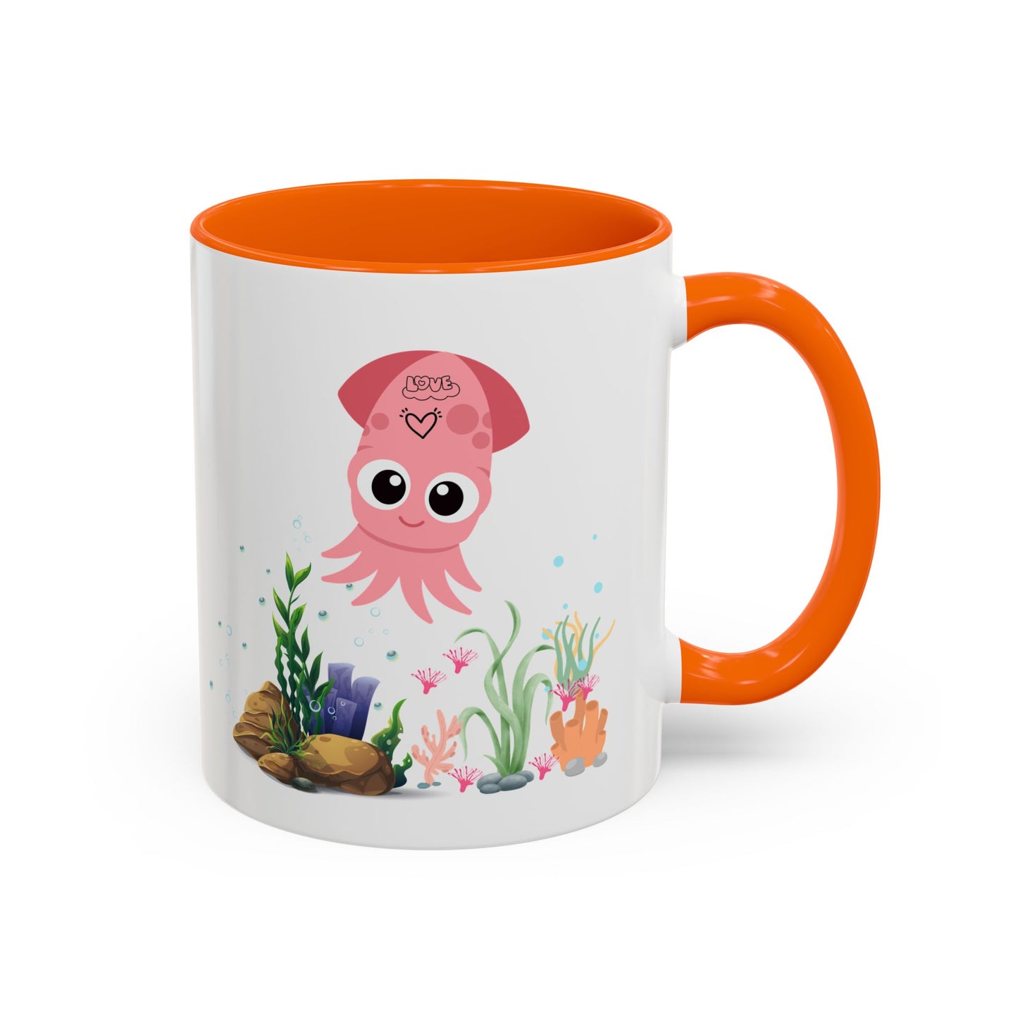 Pink squid cartoon with love Coffee Mug