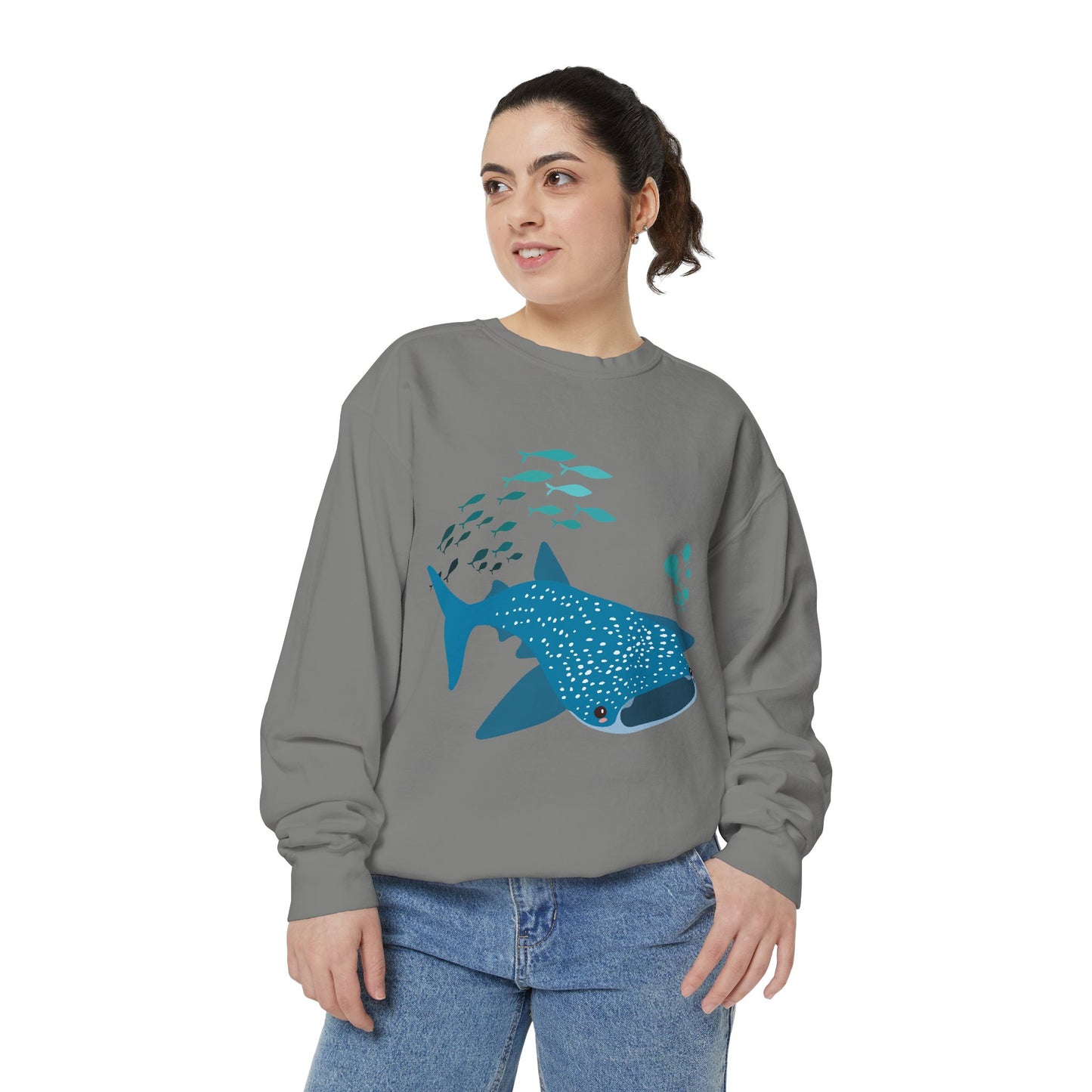 Whale Shark school of fish and buddles Unisex Garment-Dyed Sweatshirt