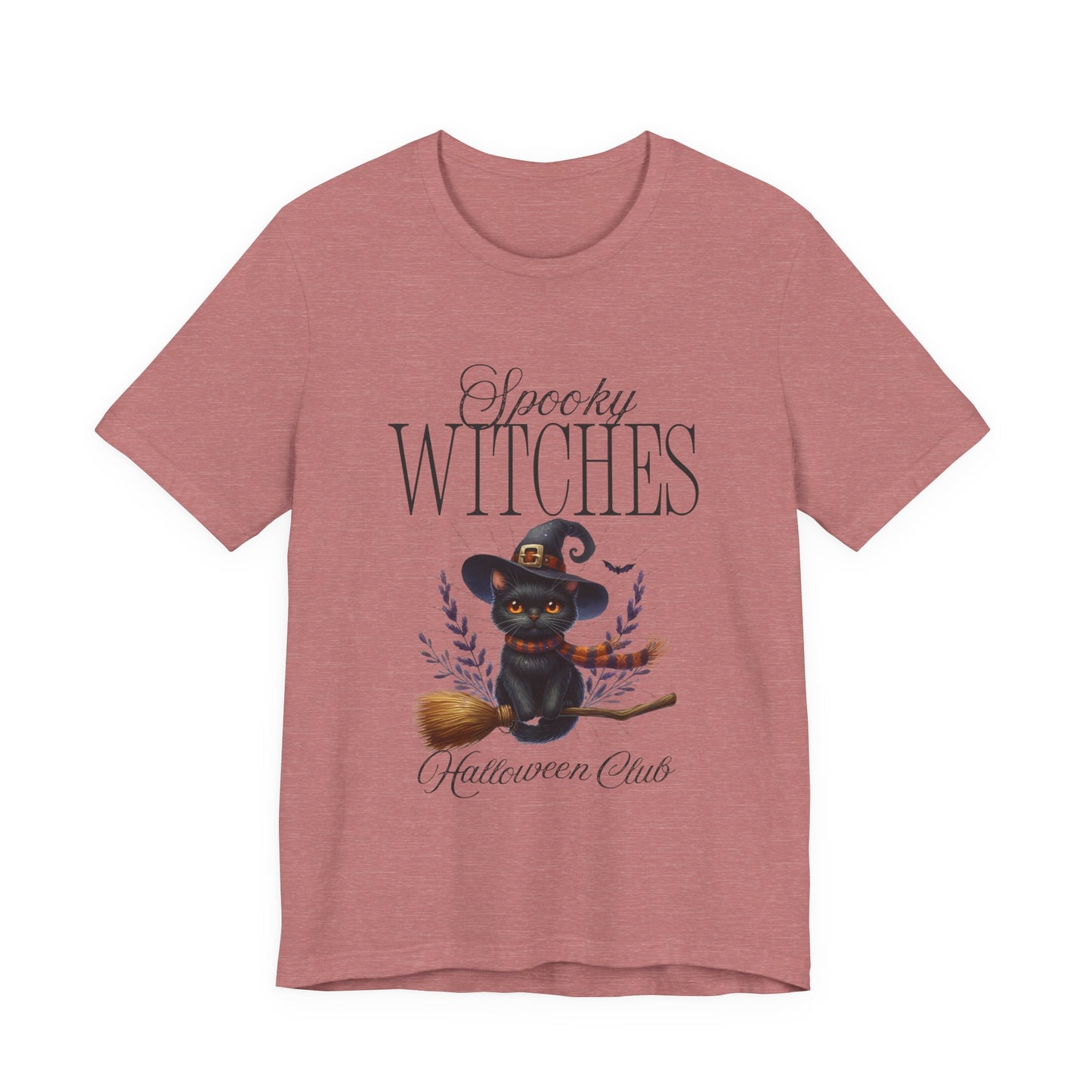 Spooky Witches Halloween Tee, Unisex Short Sleeve Shirt, Witch T-Shirt, Halloween Costume Top, Cat Lovers Gift, Fall Fashion