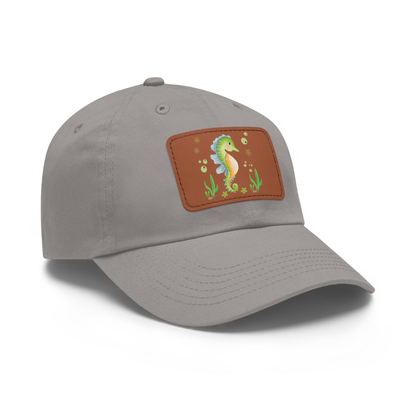 Seahorse with a focus on the natural world Dad Hat with Leather Patch (Rectangle)