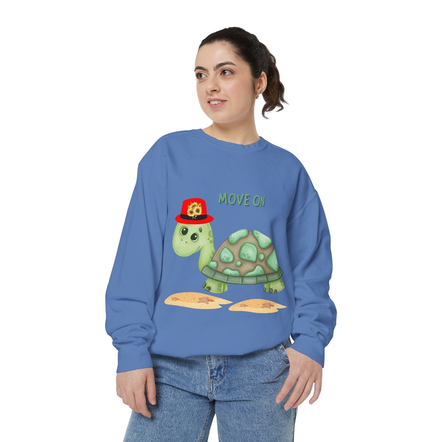 Turtle with a sunflower hat Unisex Garment-Dyed Sweatshirt