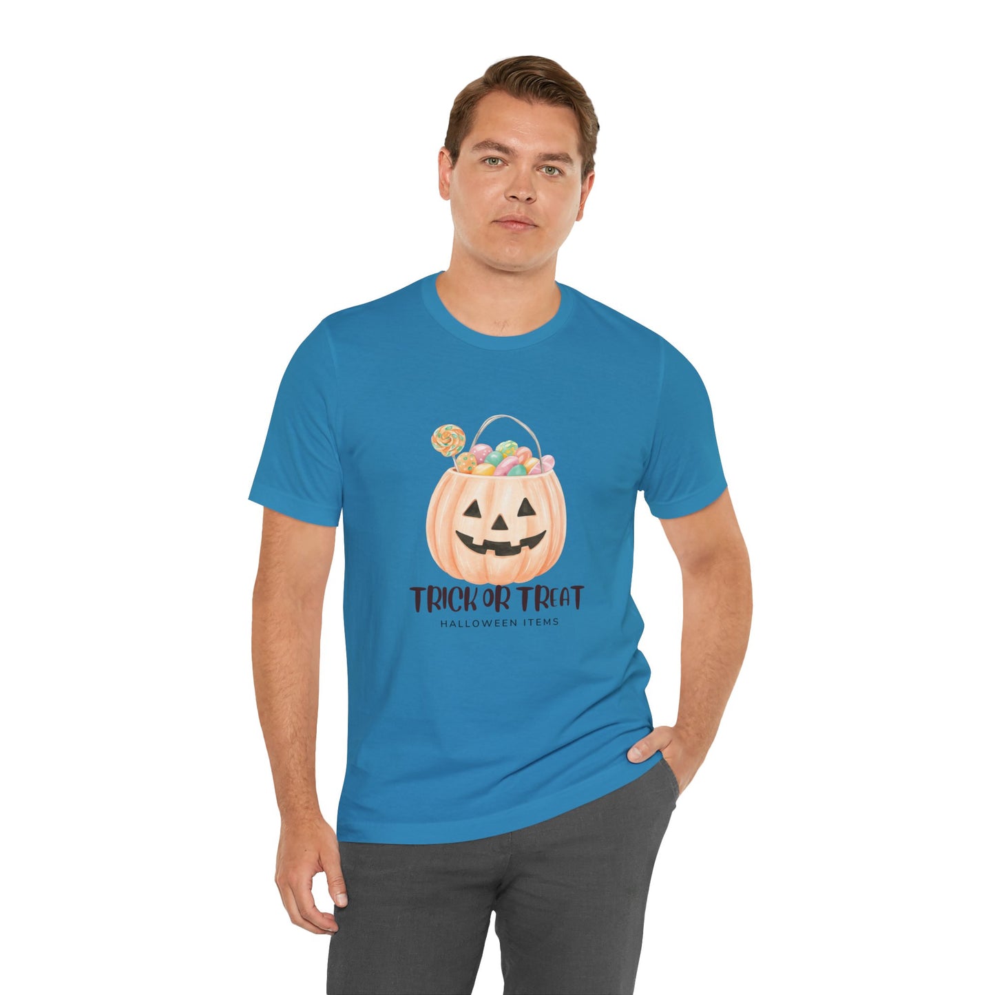 Halloween Trick or Treat T-Shirt, Unisex Graphic Tee, Fall Wardrobe Addition, Perfect for Halloween Parties, Spooky Season Wear
