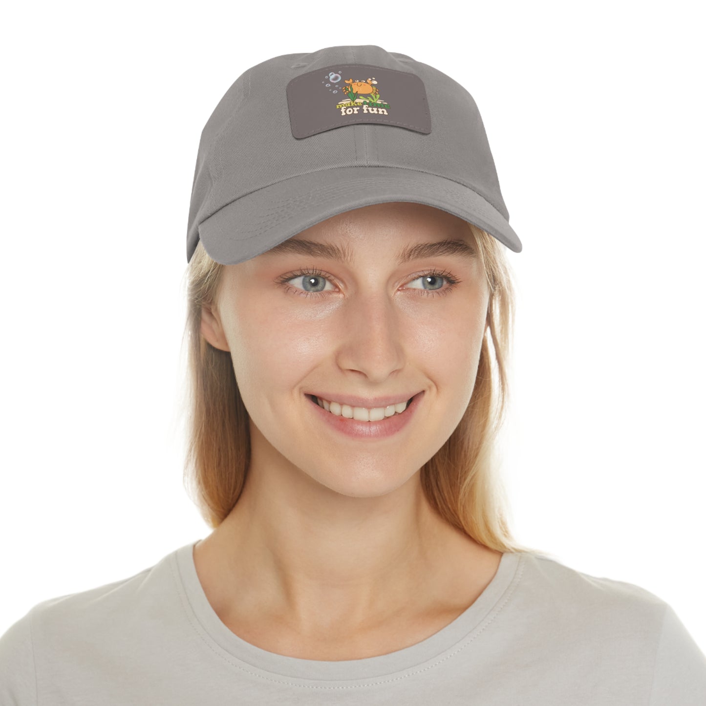 Cartoon crab lllusstration promoting joy and playfulness Dad Hat with Leather Patch (Rectangle)