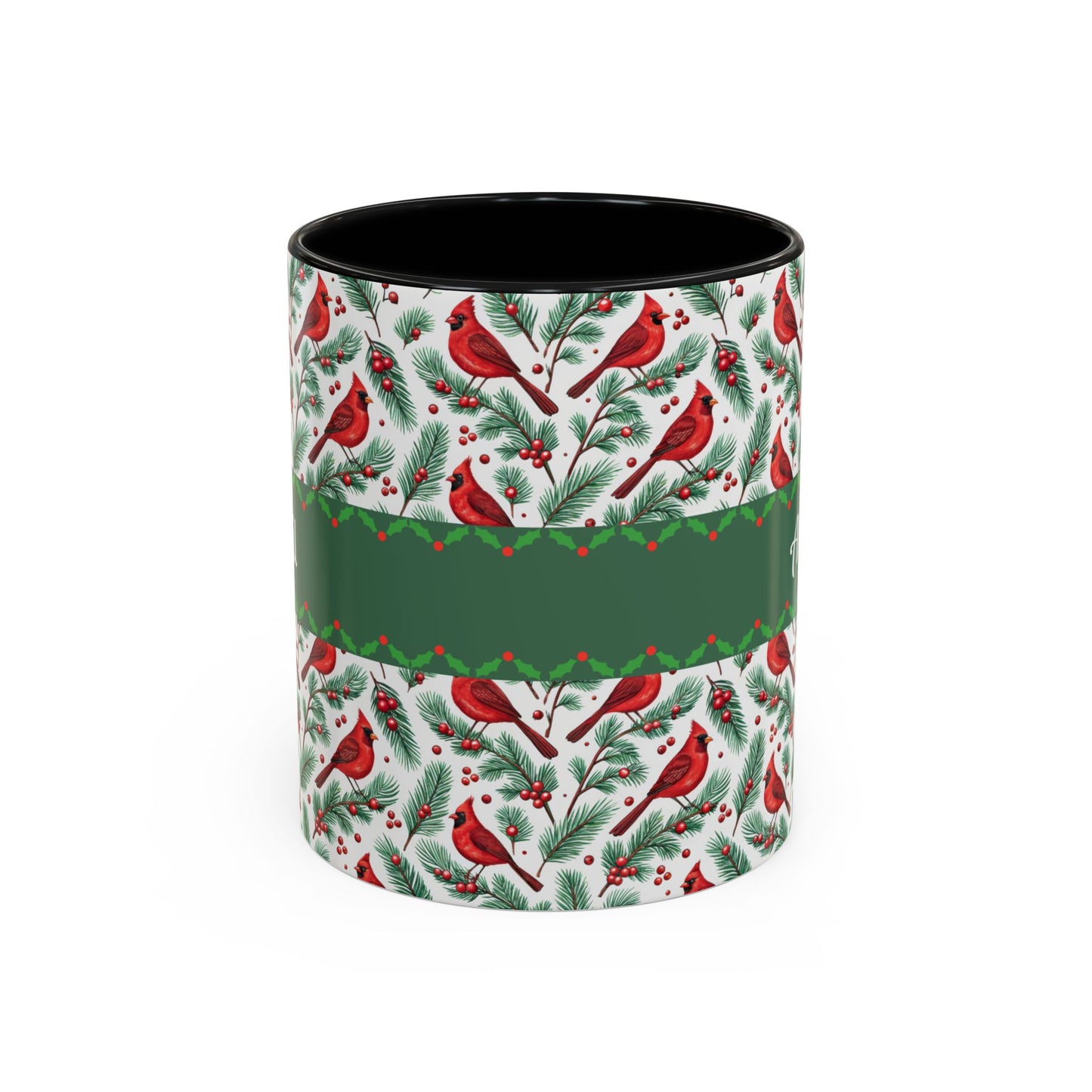 Personalized Holiday Coffee Mug, Festive Cardinal Mug, Custom Name Mug, Christmas Gift, Winter Decor, Drinkware