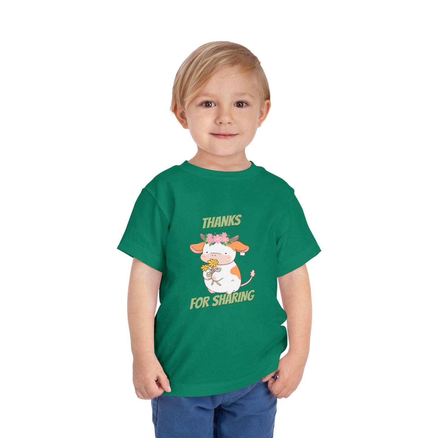 Cute Toddler Tee with Cow Design, Perfect Gift for Kids, Playdate Apparel, Kid's Birthday Gift, Thank You for Sharing T-Shirt