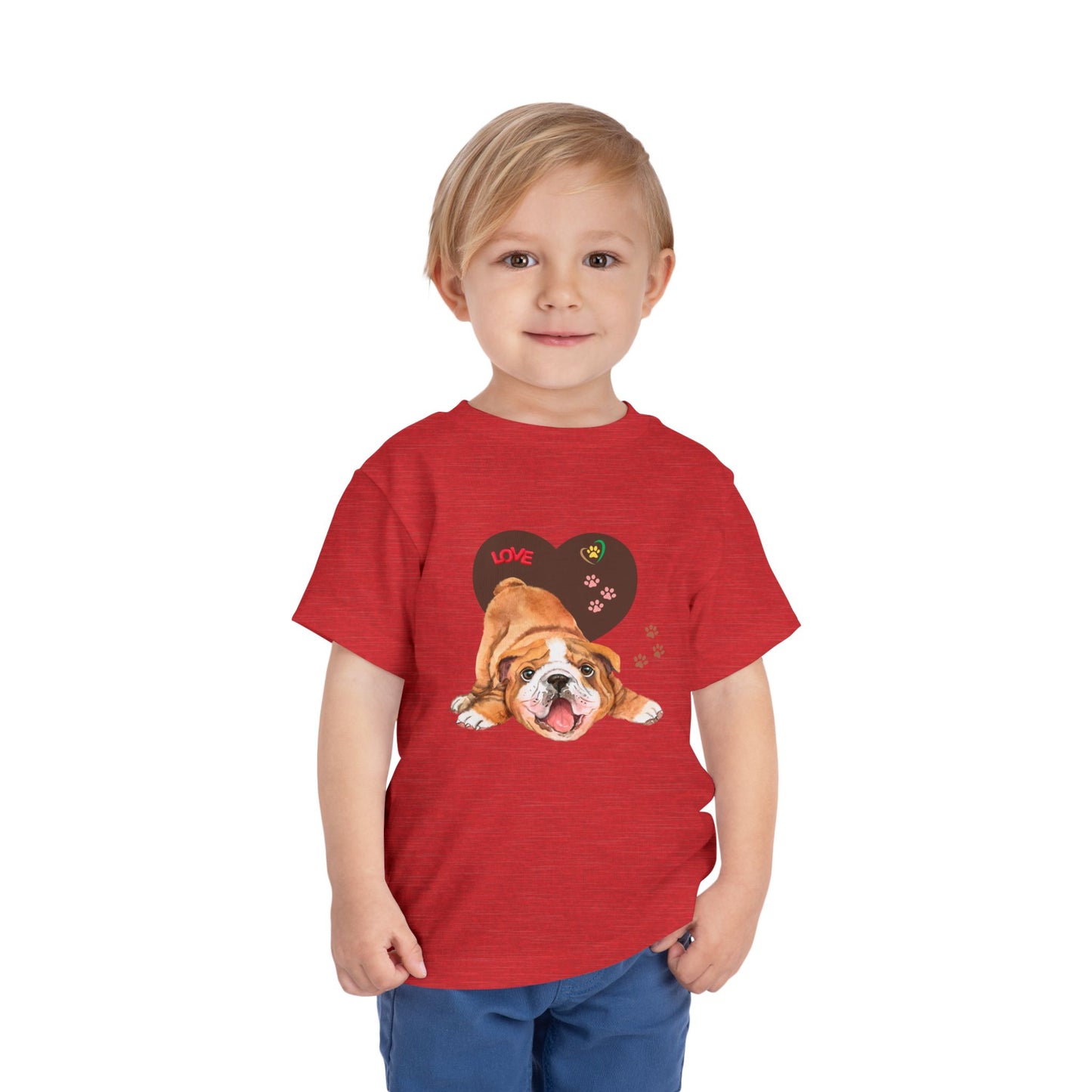 Bulldog Love Toddler Tee - Cute Dog Shirt, Baby Gift, Pet Lover Apparel, Kids Summer Style, Adorable Animal Tee