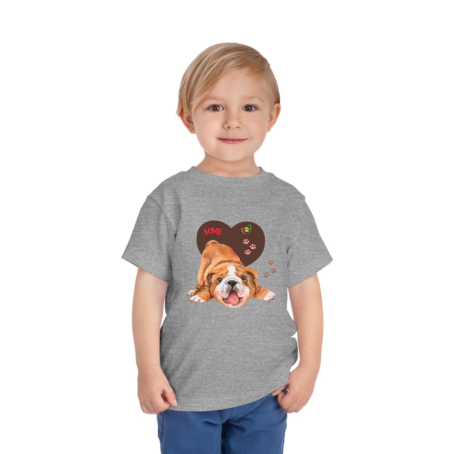 Bulldog Love Toddler Tee - Cute Dog Shirt, Baby Gift, Pet Lover Apparel, Kids Summer Style, Adorable Animal Tee
