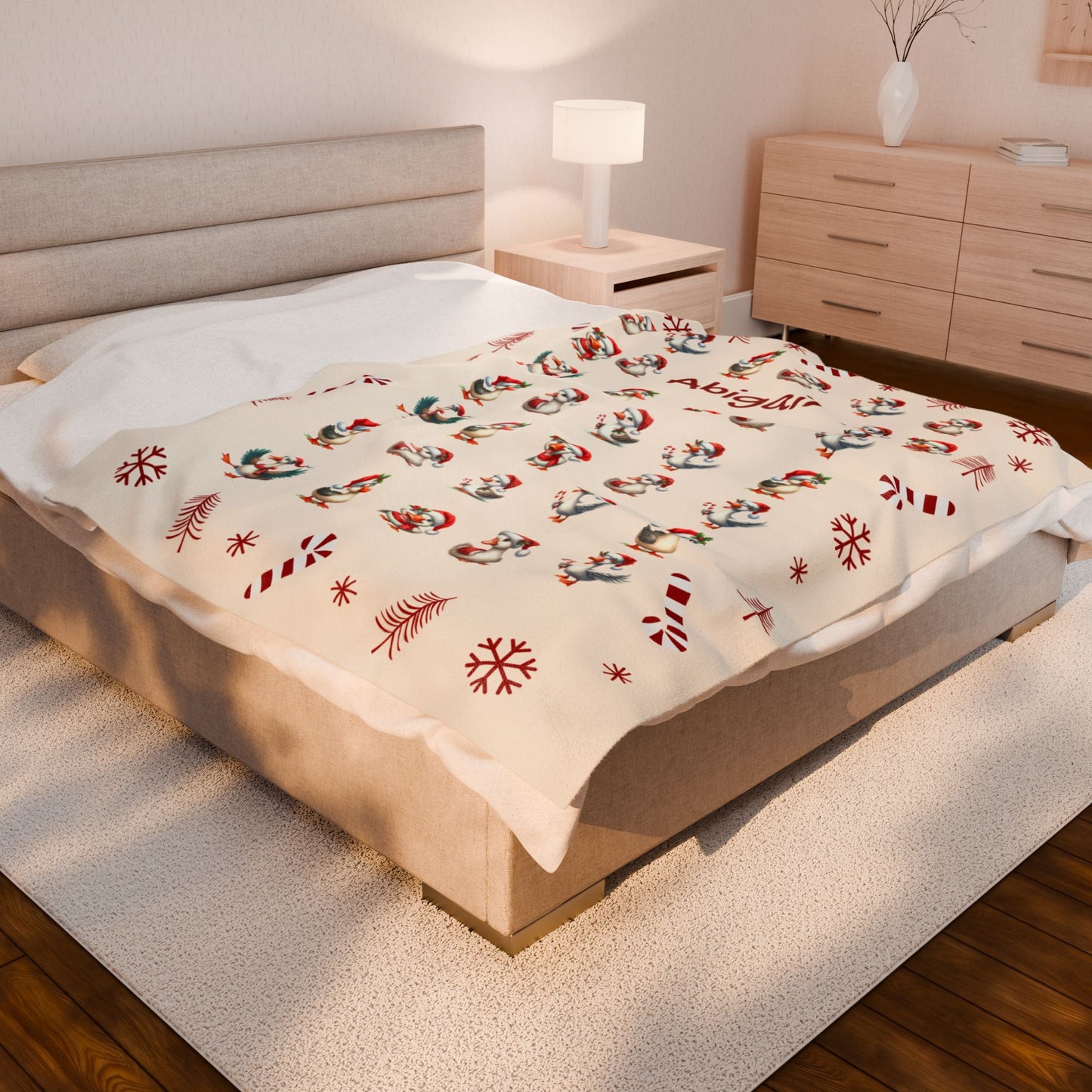 Personalized Christmas Plush Blanket, Cozy Holiday Throw, Custom Name Blanket, Unique Gift Idea, Winter Decor