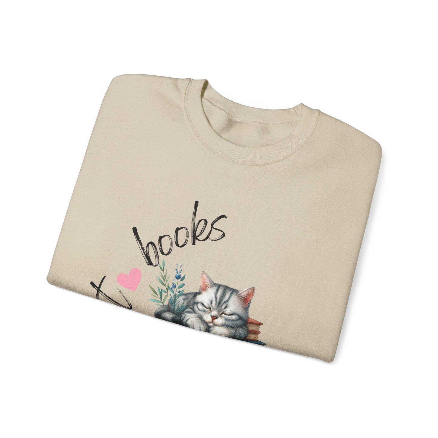 Cozy Cat Lover Crewneck Sweatshirt - Great for Book Lovers, Cat Enthusiasts, Gifts, Casual Wear, Cozy Nights