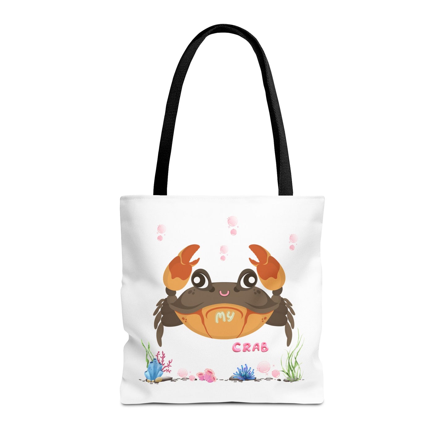 Crab with subtle bubbles and underwater flora Tote Bag