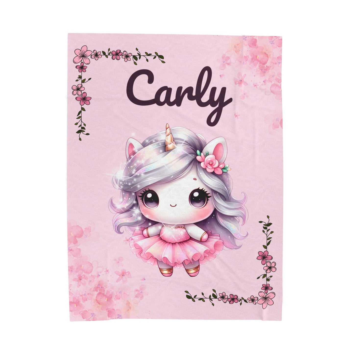 Customized Unicorn Velveteen Plush Blanket, Kid's Gift, Nursery Decor, Cozy Throw, Personalized Blanket, Birthday Present