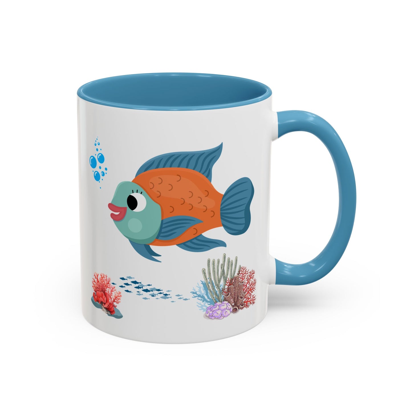 Orange and blue fish with coral and bubble Coffee Mug