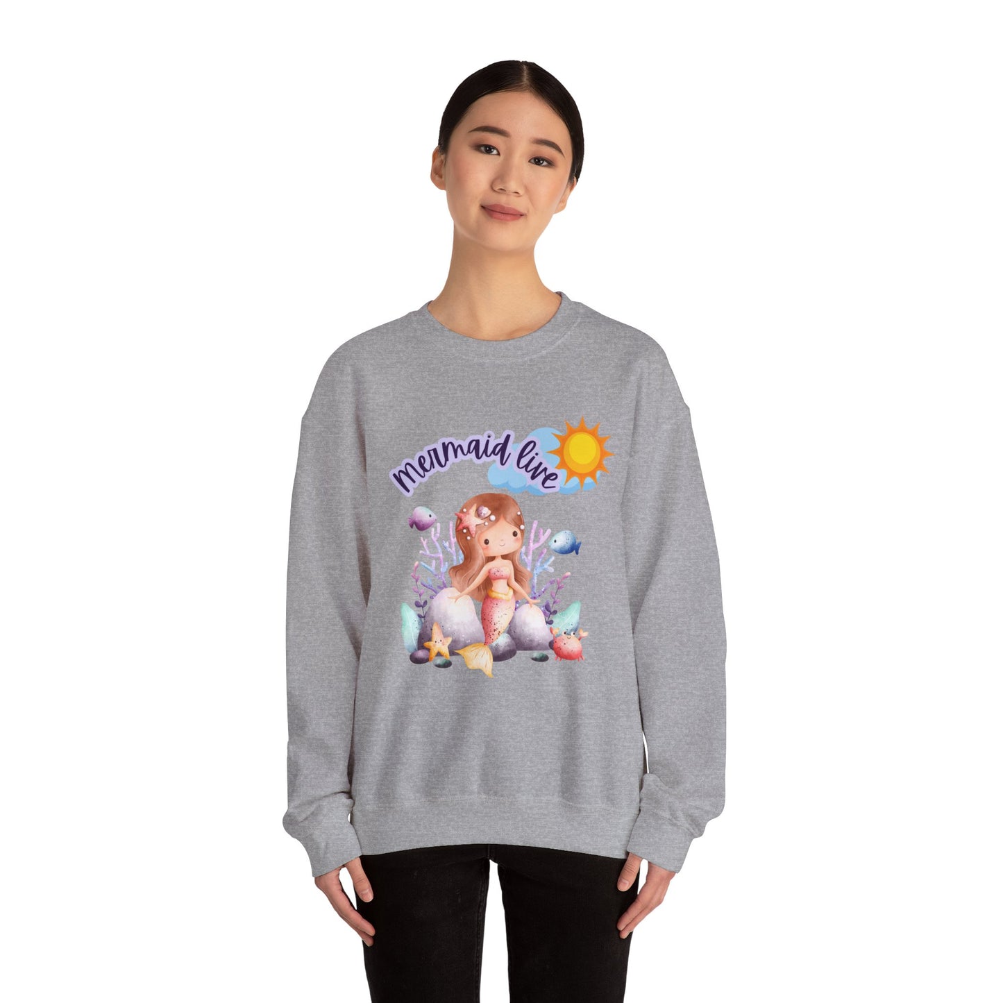 Mermaid Vibes Crewneck Sweatshirt | Cozy Gift for Sea Lovers, Beach Days, Casual Wear, Birthday, Summer