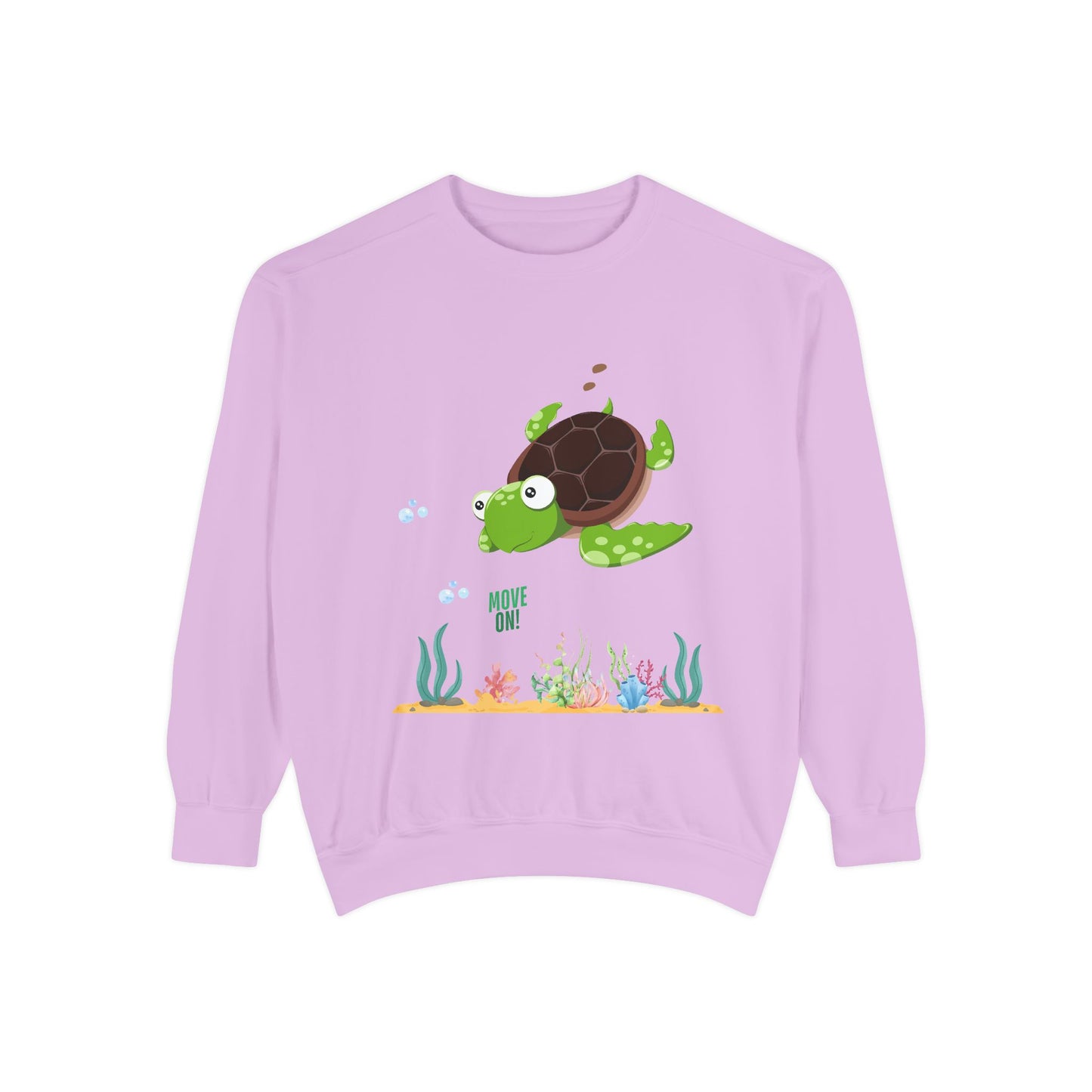 Turtle with seaweed and bubble Unisex Garment-Dyed Sweatshirt