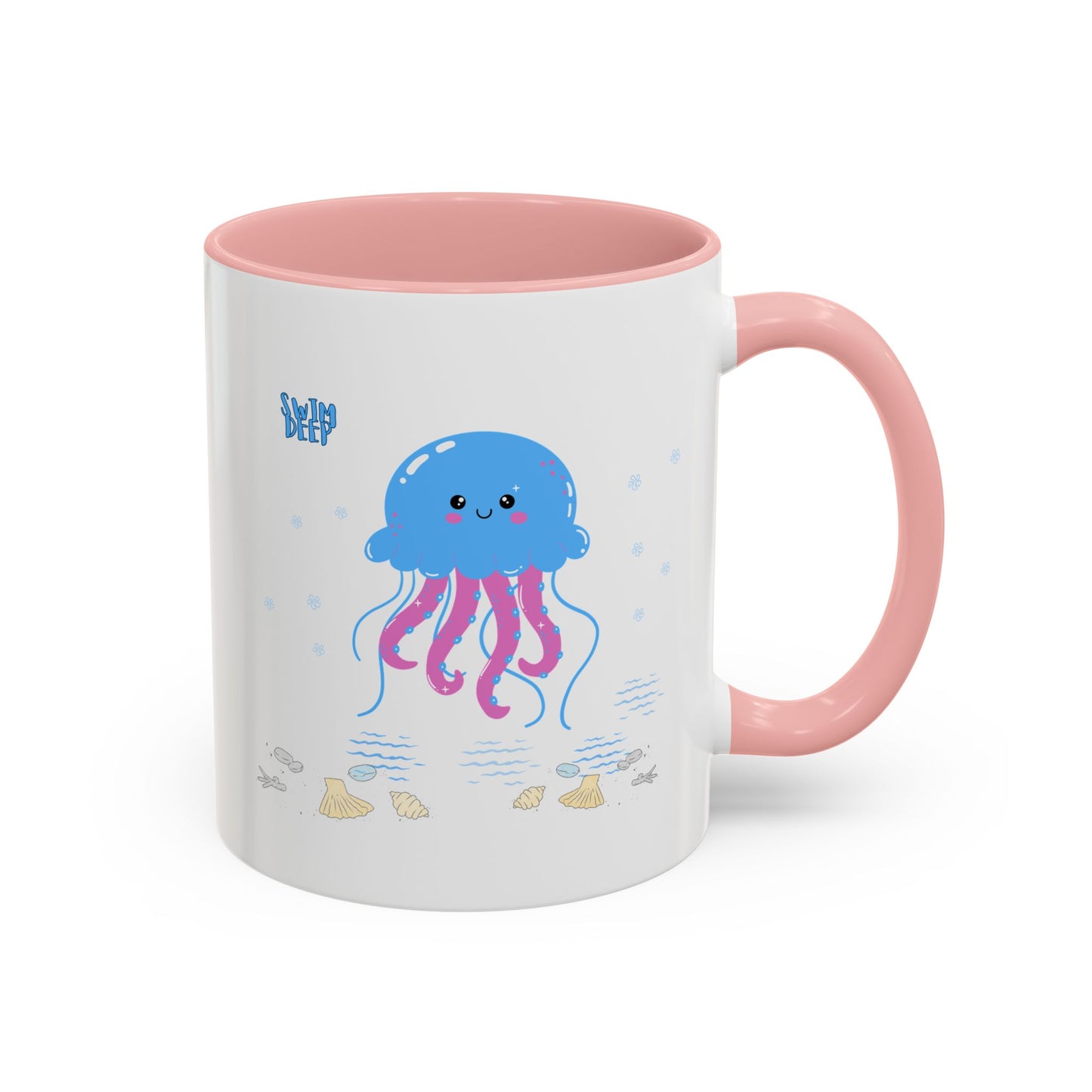 Blue jellyfish with pink tentacles Coffee Mug