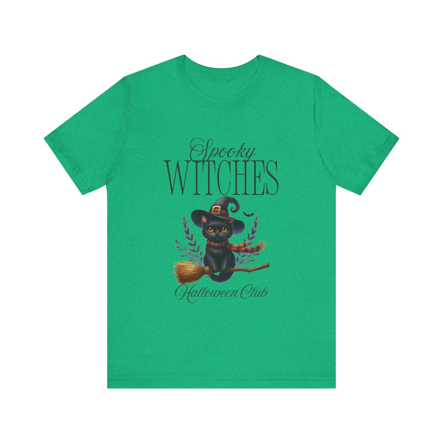 Spooky Witches Halloween Tee, Unisex Short Sleeve Shirt, Witch T-Shirt, Halloween Costume Top, Cat Lovers Gift, Fall Fashion