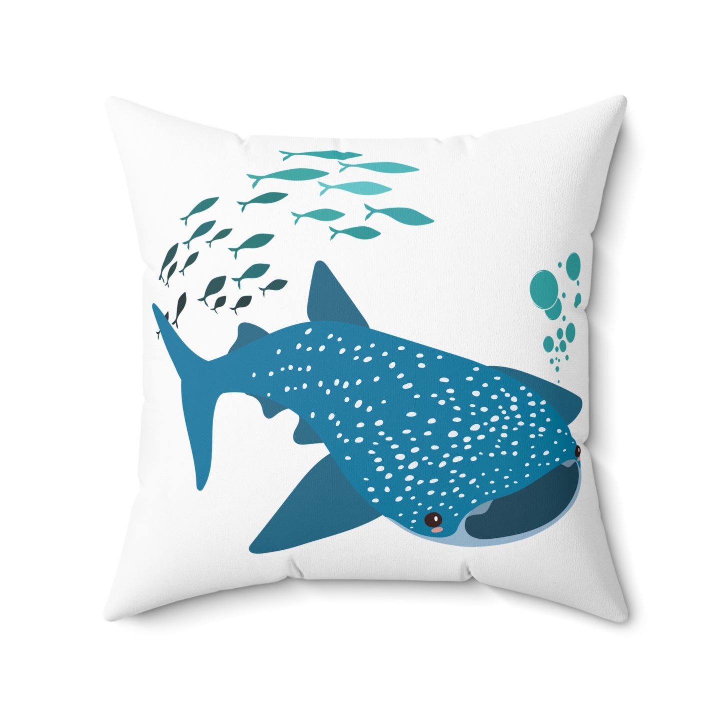 Whale Shark school of fish and buddles Spun Polyester Square Pillow