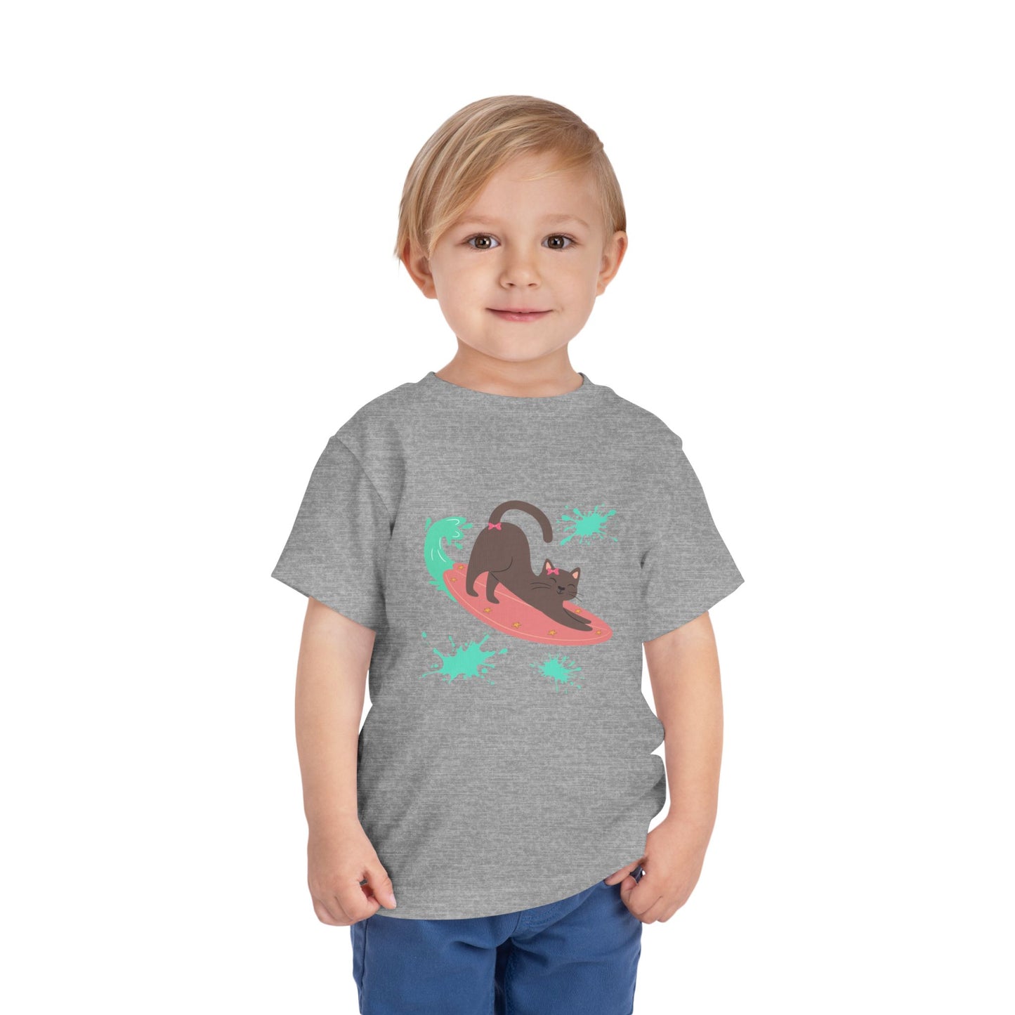 Surfing Cat Toddler Tee, Cute Kids T-Shirt, Summer Wear, Pet Lover Gift, Beach Adventure Shirt