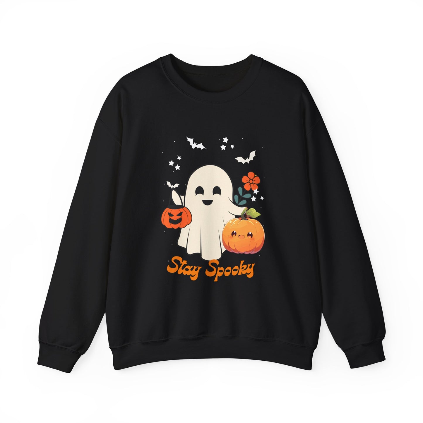 Halloween Ghost Sweatshirt, Cozy Unisex Crewneck for Fall, Stay Spooky Sweatshirt, Perfect for Halloween, Autumn Wardrobe Essential