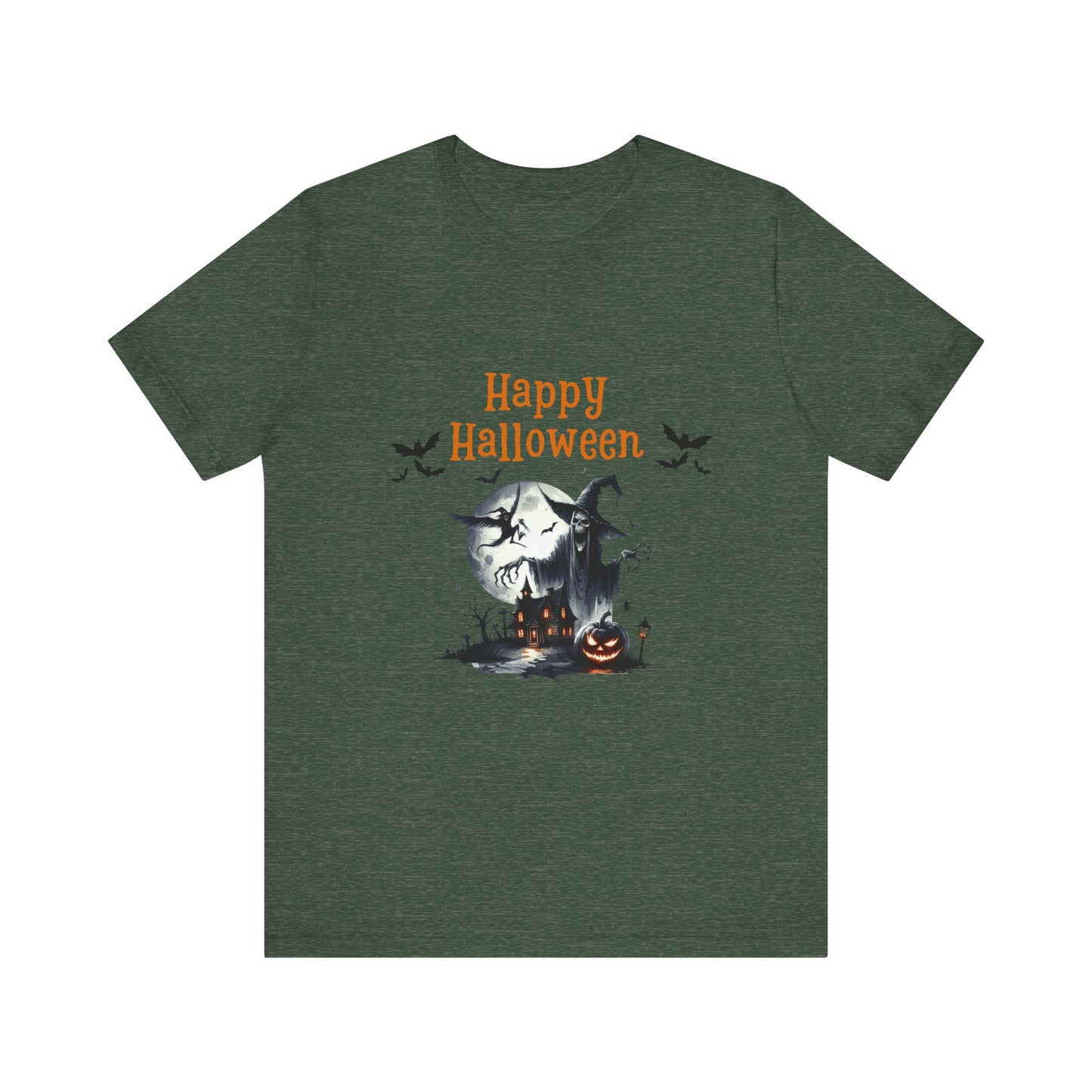 Happy Halloween Unisex Tee, Spooky T-Shirt, Halloween Gift, Fall Wardrobe Essential, Ghosts and Ghouls Vibe