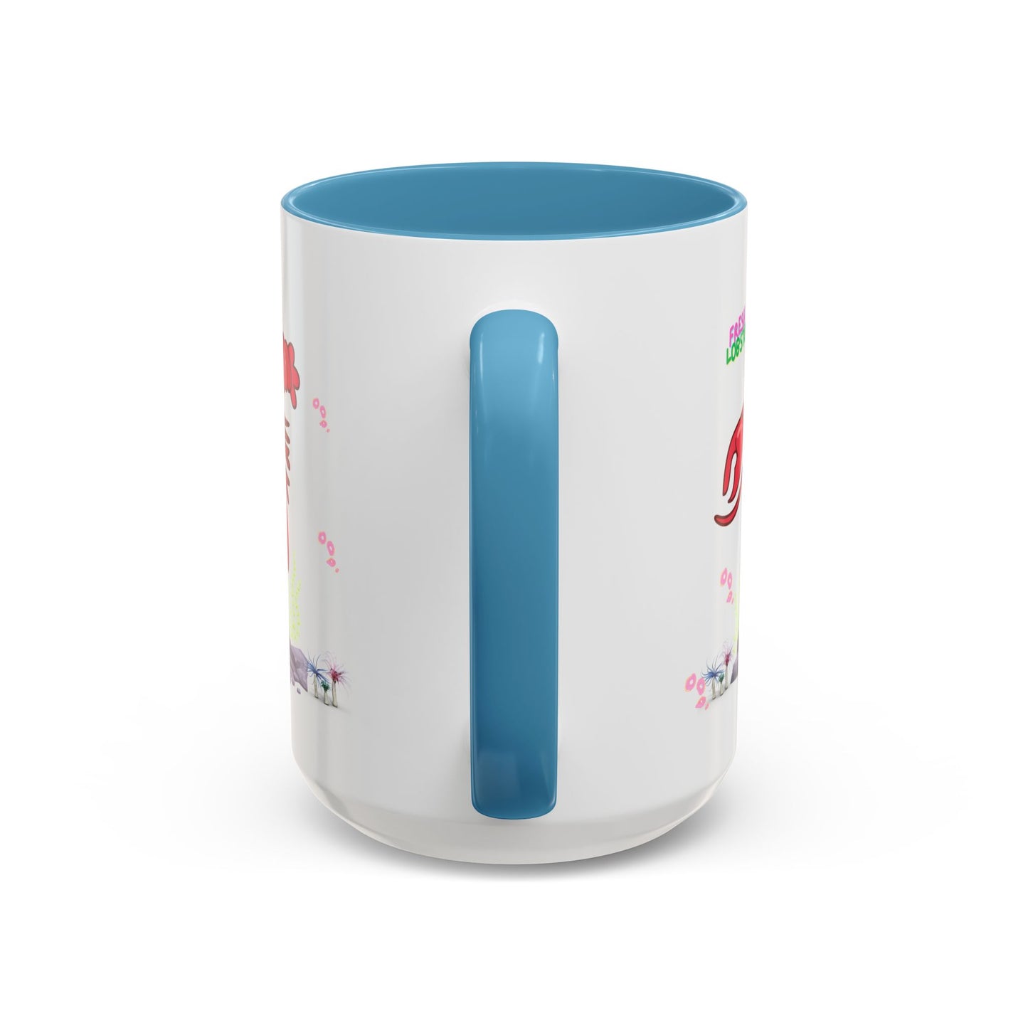 Friendly red lobster big eyes and yellow strip Coffee Mug