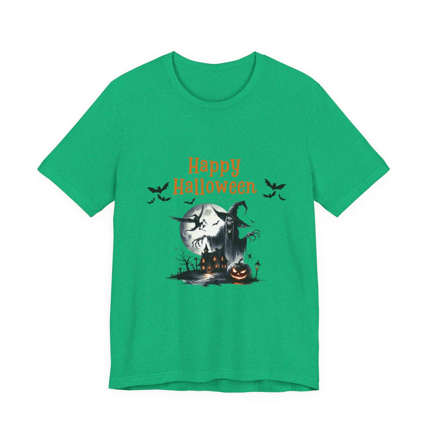 Happy Halloween Unisex Tee, Spooky T-Shirt, Halloween Gift, Fall Wardrobe Essential, Ghosts and Ghouls Vibe