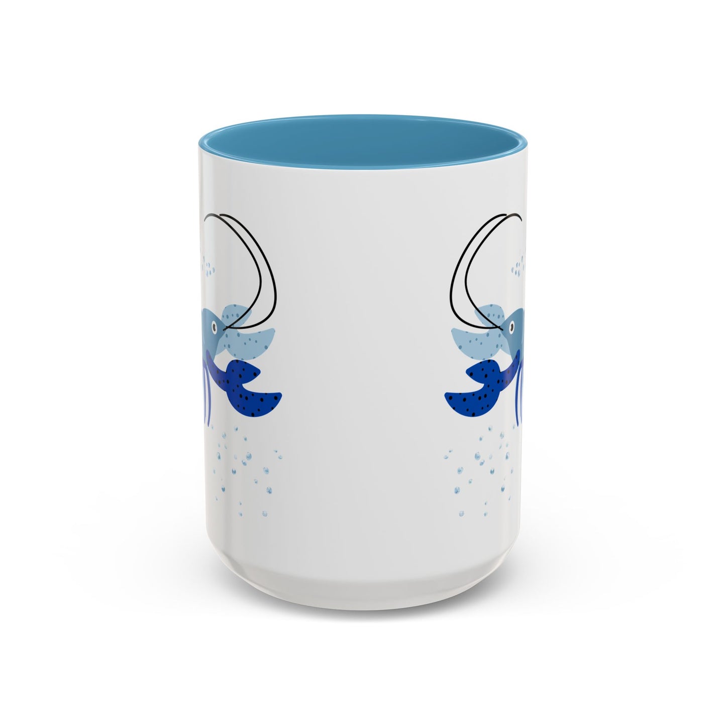Blue shrimp with dark blue claws and bubbles Coffee Mug