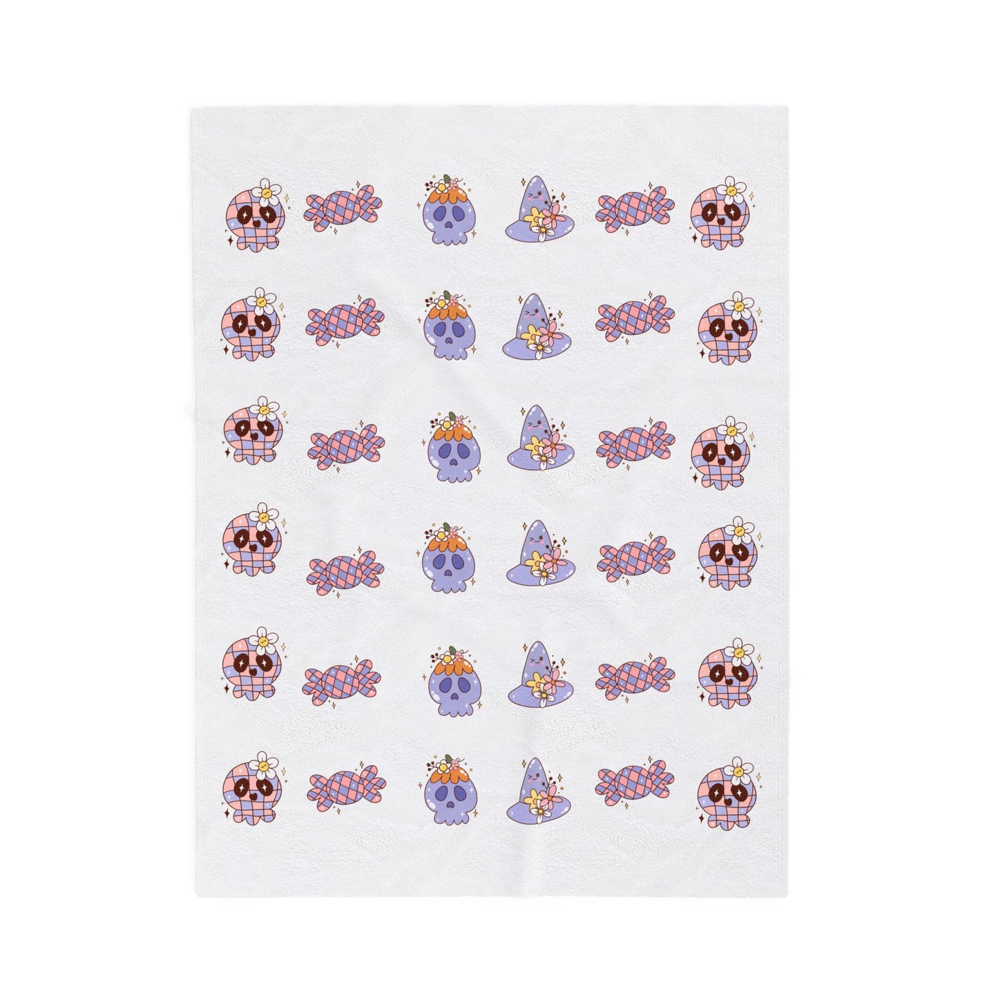 Cozy Velveteen Plush Blanket - Fun Skull & Floral Pattern, Unique Home Decor, Great Gift for Halloween, Birthdays, or Cozy Nights