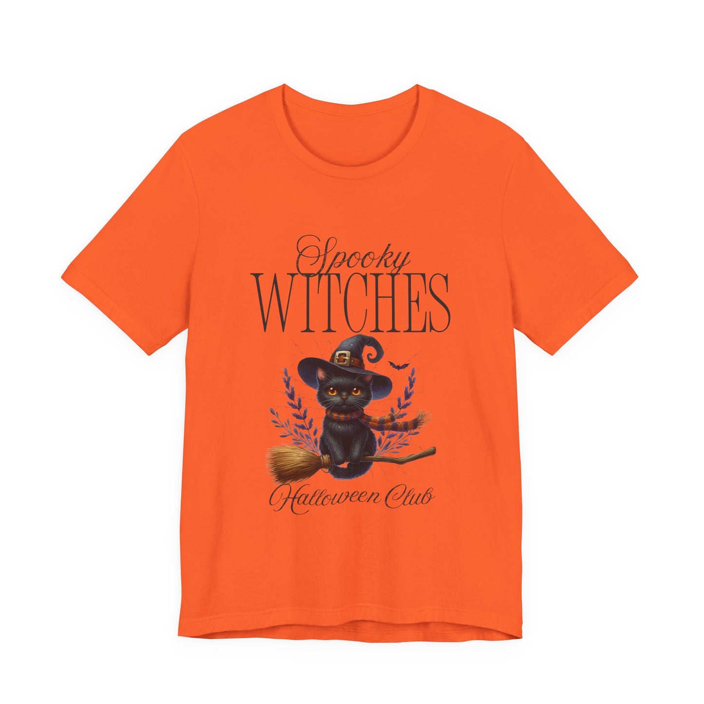 Spooky Witches Halloween Tee, Unisex Short Sleeve Shirt, Witch T-Shirt, Halloween Costume Top, Cat Lovers Gift, Fall Fashion