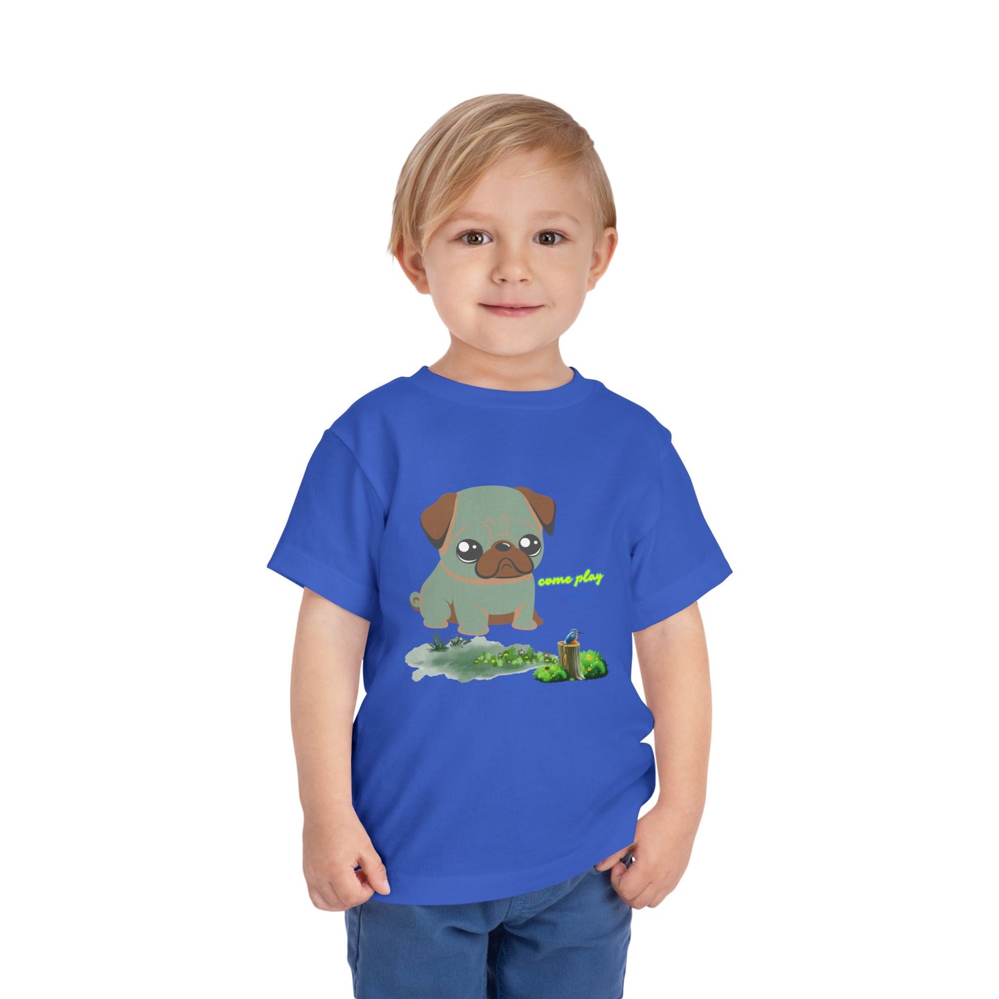 Cute Pug Toddler Tee, Adorable Dog Shirt, Kids Animal Tee, Gift for Dog Lovers, Cute Toddler Clothing, Playful Summer Outfit