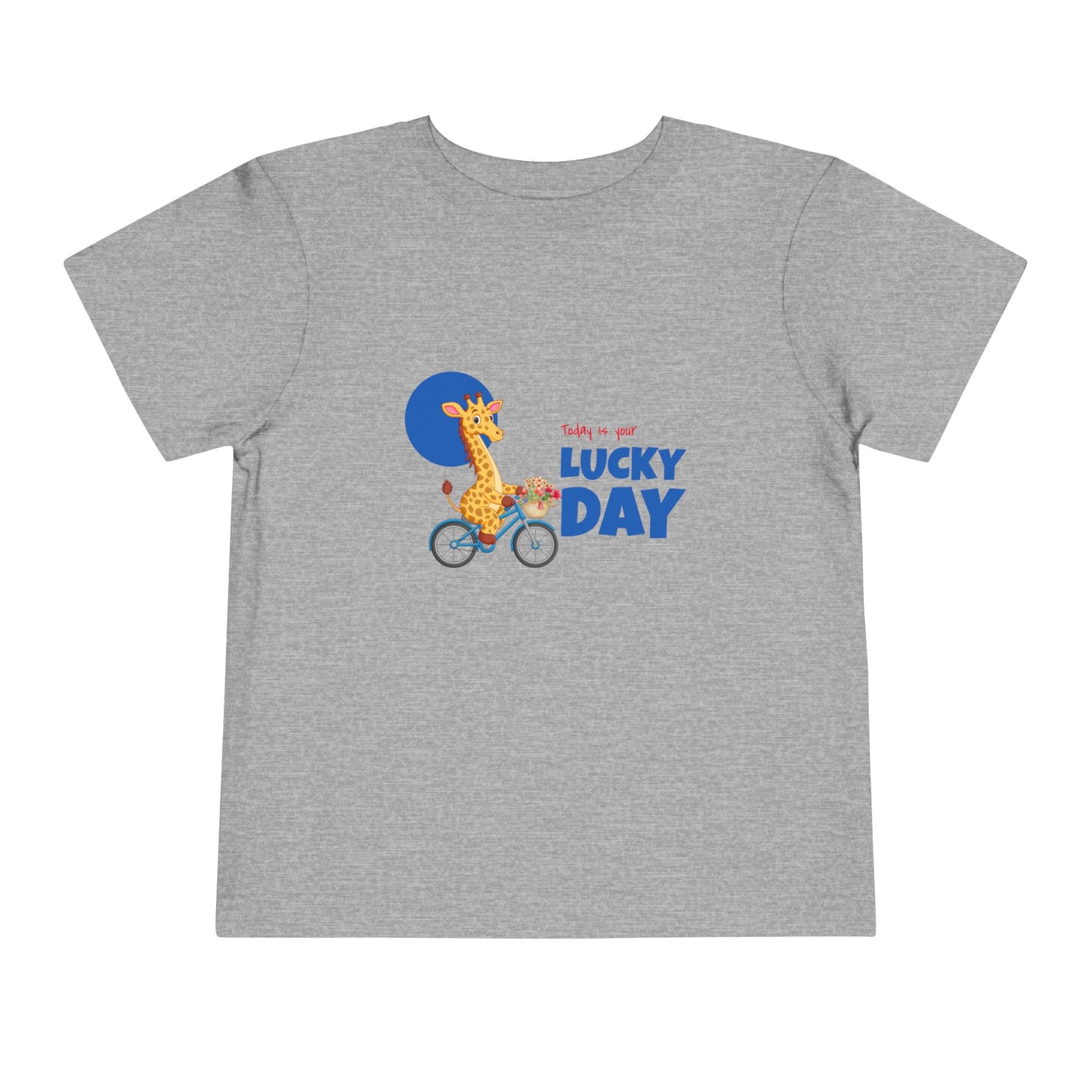 Toddler Short Sleeve Tee - 'Lucky Day' Giraffe Design, Kids Summer Shirt, Playtime Tee, Gift for Toddlers, Cute Animal Top