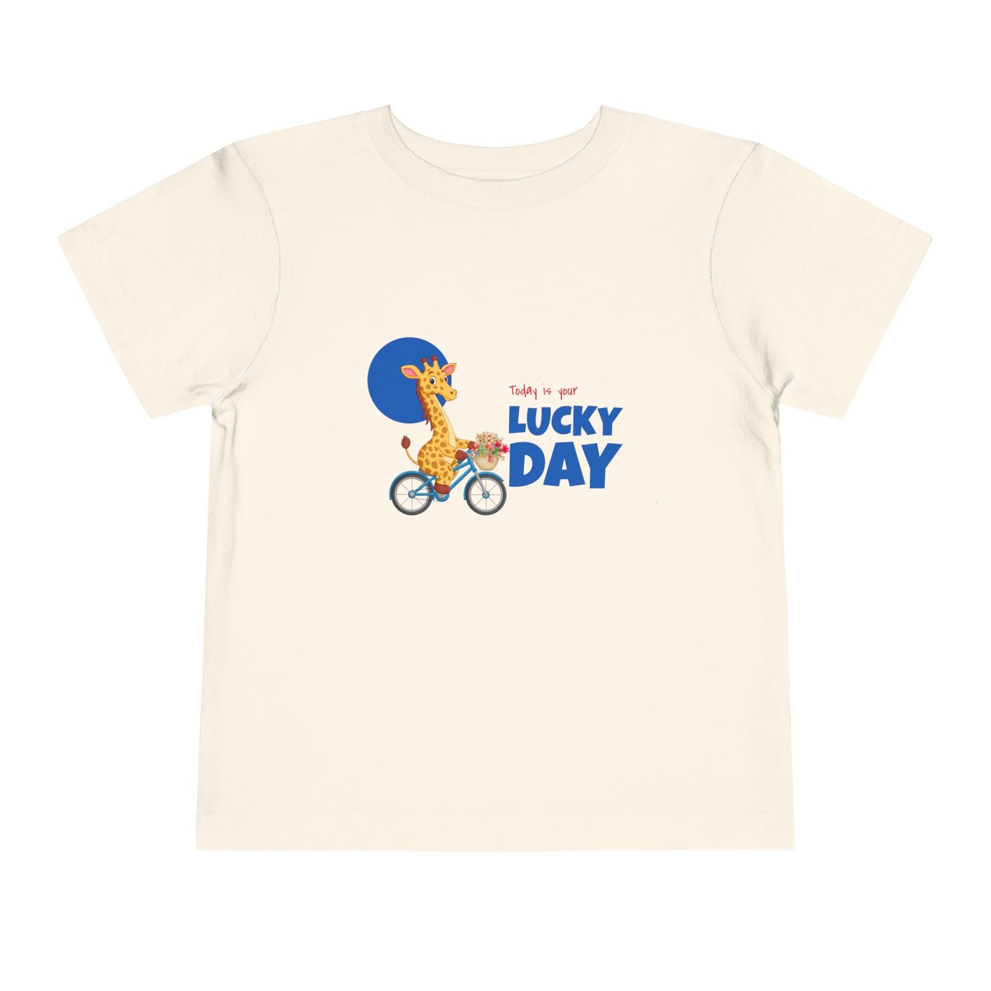 Toddler Short Sleeve Tee - 'Lucky Day' Giraffe Design, Kids Summer Shirt, Playtime Tee, Gift for Toddlers, Cute Animal Top