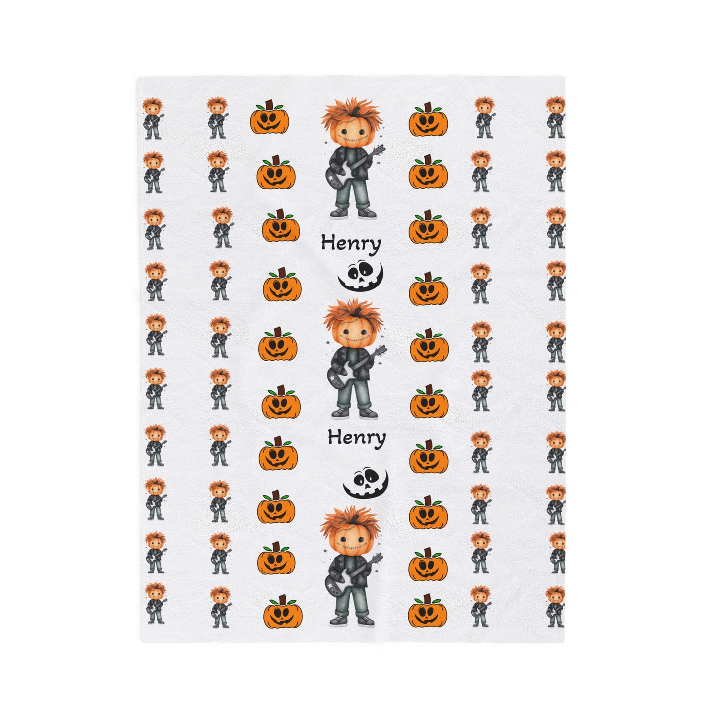 Spooky Fun Personalized Velveteen Plush Blanket, Halloween Throw Blanket, Cozy Gift for Kids, Seasonal Home Decor, Pumpkin & Monster Design