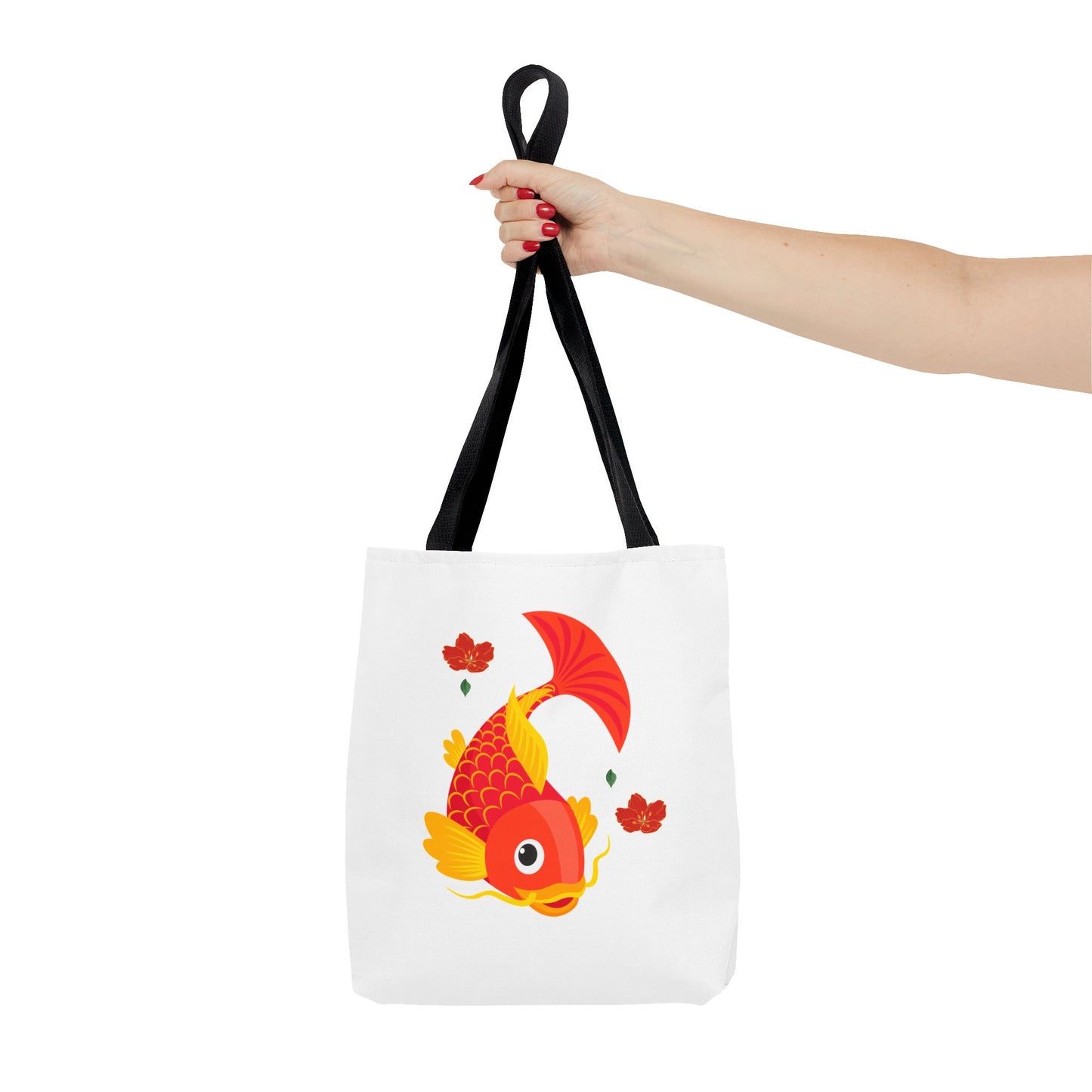 Goldfish with flowing fins and red blossoms Tote Bag