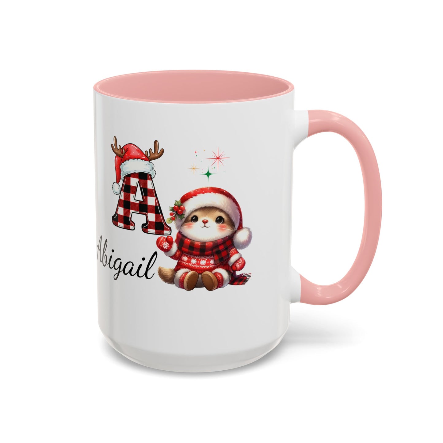 Festive Personalized Coffee Mug, Holiday Gift for Coffee Lovers, Custom Name Mug, Cute Animal Design, Perfect for Christmas