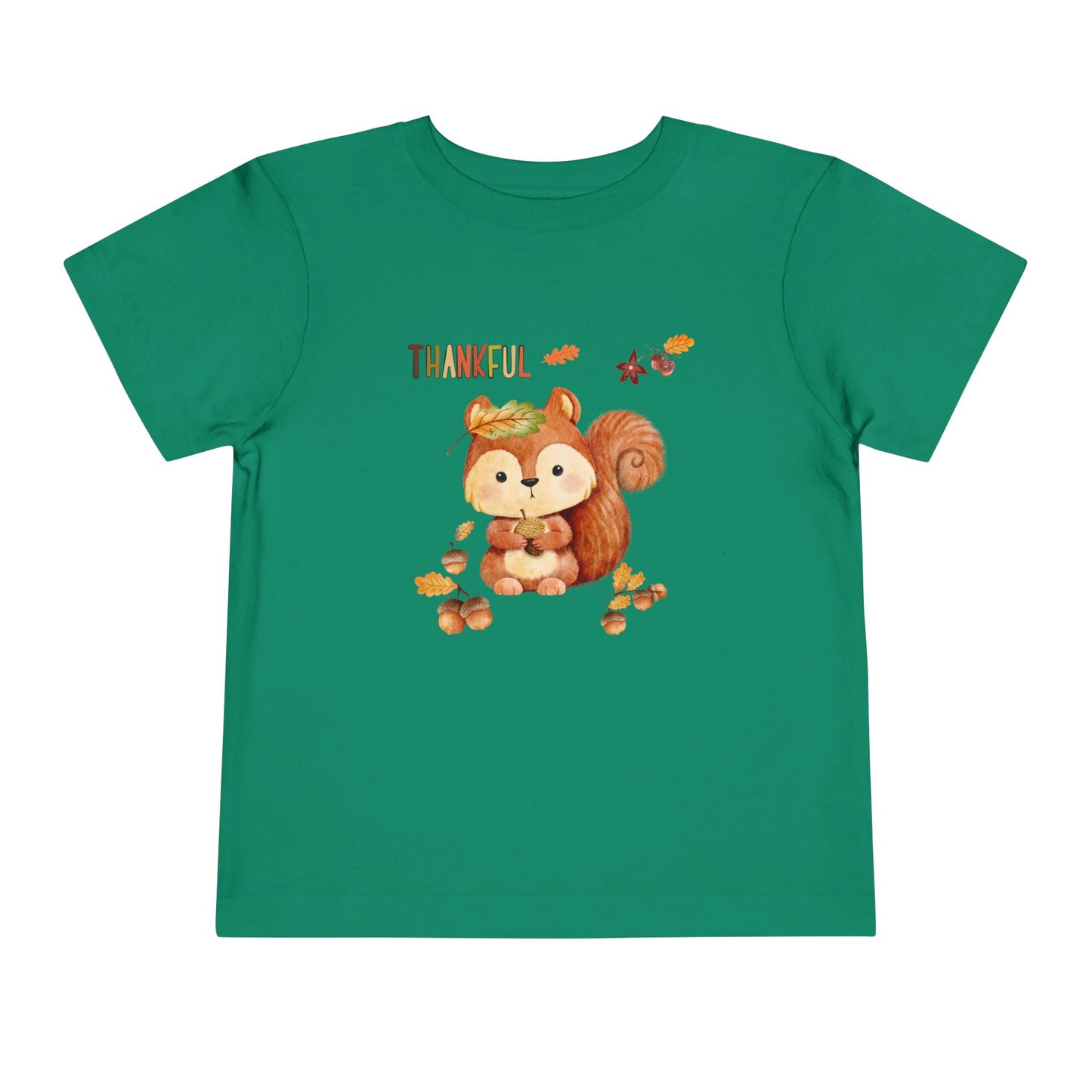 Toddler Short Sleeve Tee - Thankful Squirrel Design, Kids Fall T-Shirt, Thanksgiving Gift, Cute Toddler Apparel, Autumn Outfit