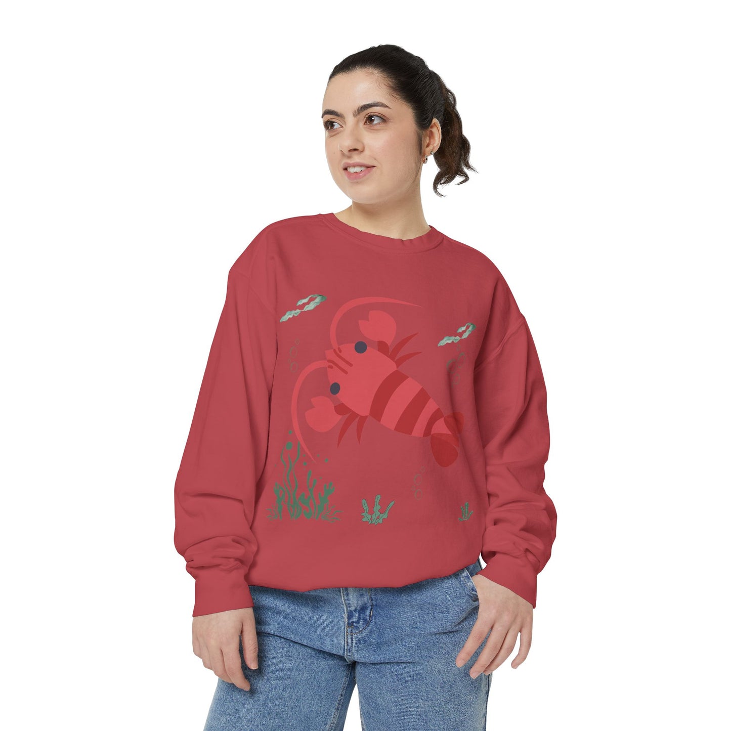 Red crayfish in an aquatic environment Unisex Garment-Dyed Sweatshirt