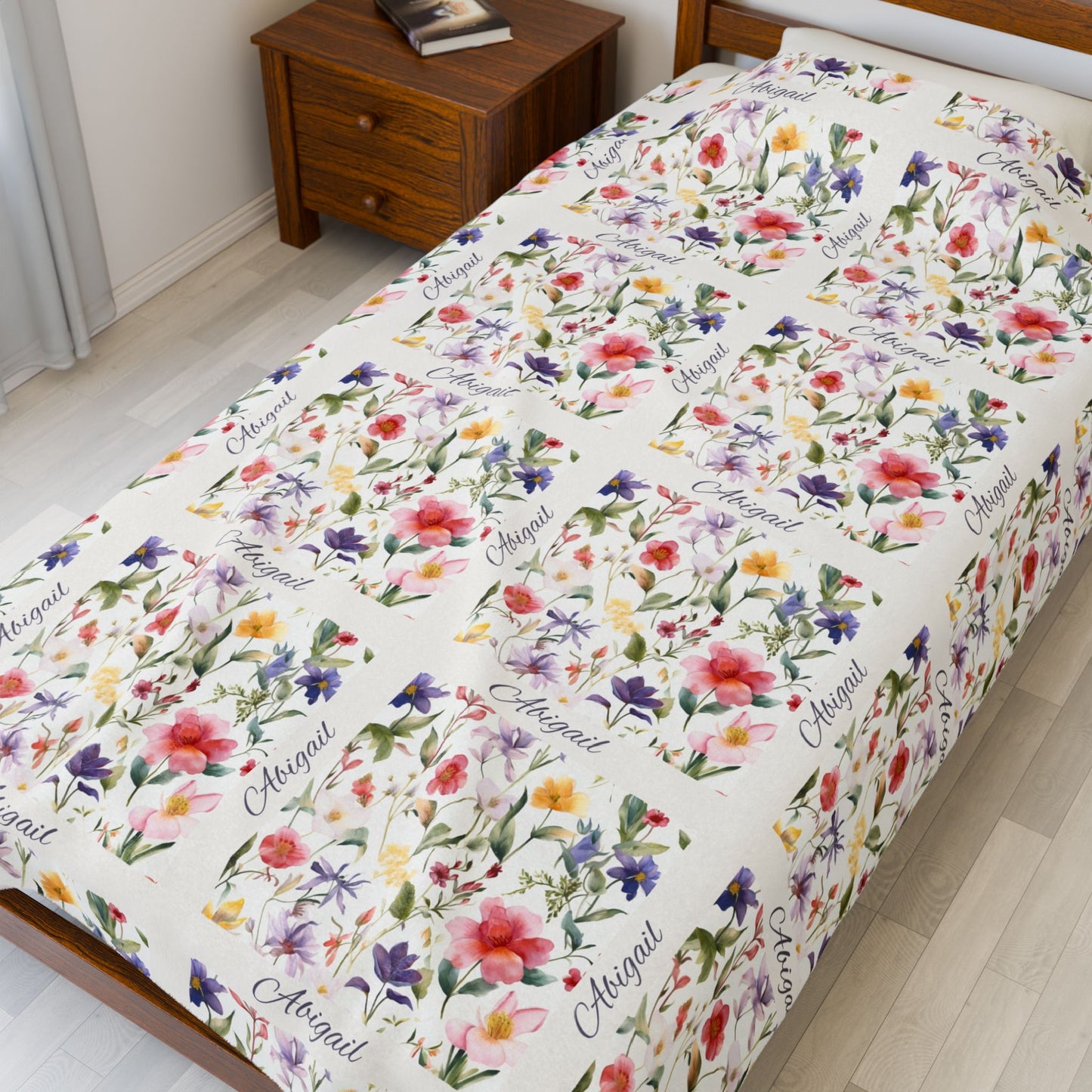 Floral Velveteen Plush Blanket - Cozy Throw for Home Decor, Snuggling, Gifts, Bed, or Couch
