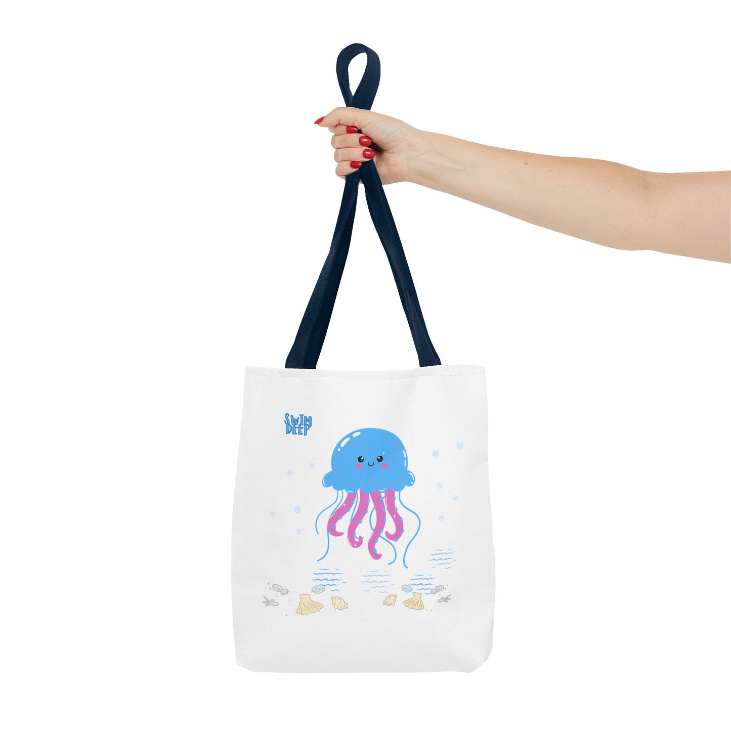 Blue jellyfish with pink tentacles Tote Bag