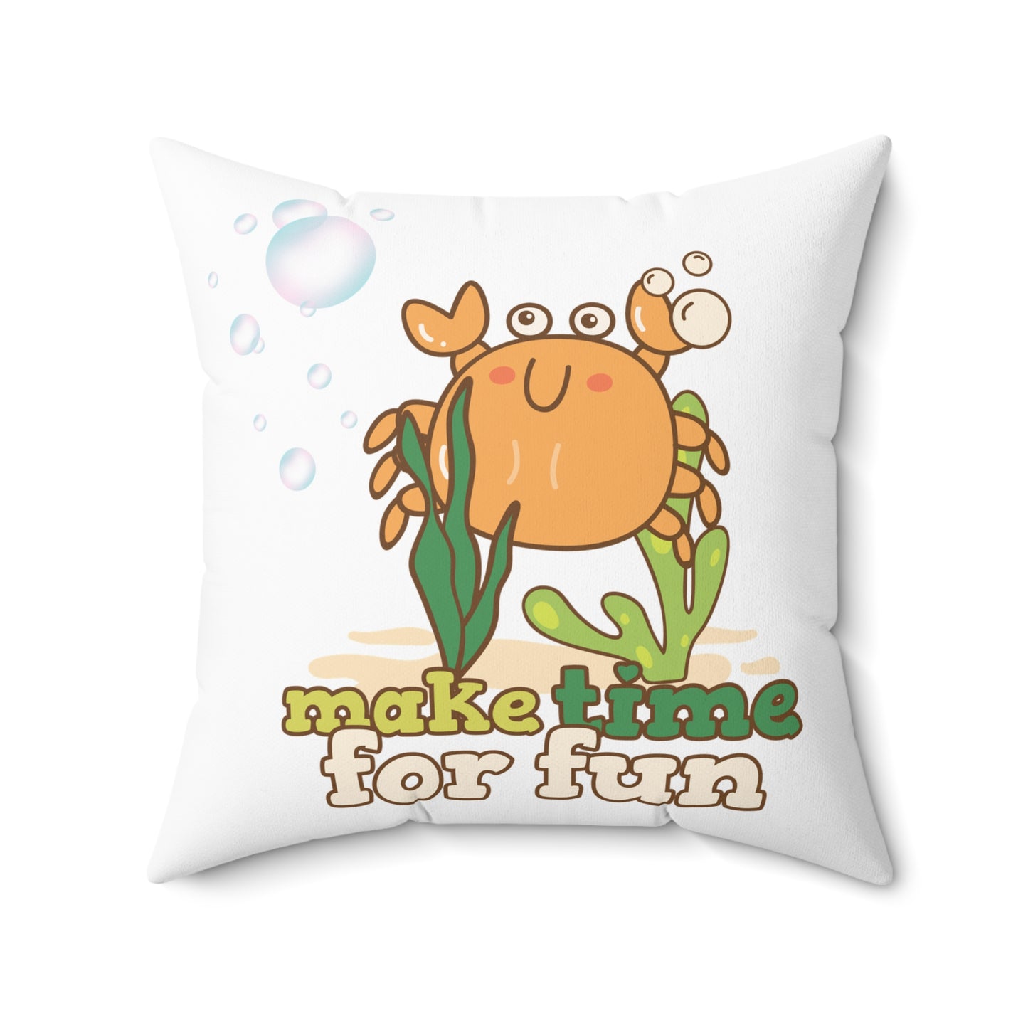 Cartoon crab lllusstration promoting joy and playfulness Spun Polyester Square Pillow