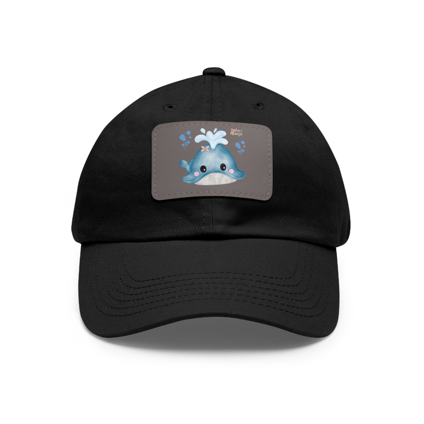 Whale with a bandage and bubble Dad Hat with Leather Patch (Rectangle)